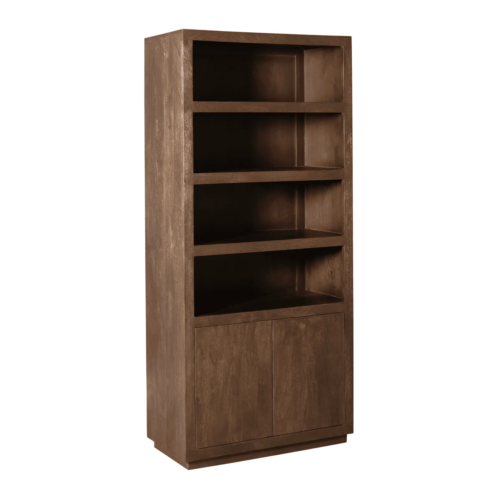 Bücherregal Brüssel Brown 90 cm auf weißem Hintergrund, aus leicht schrägem Winkel fotografiert - Starfurn