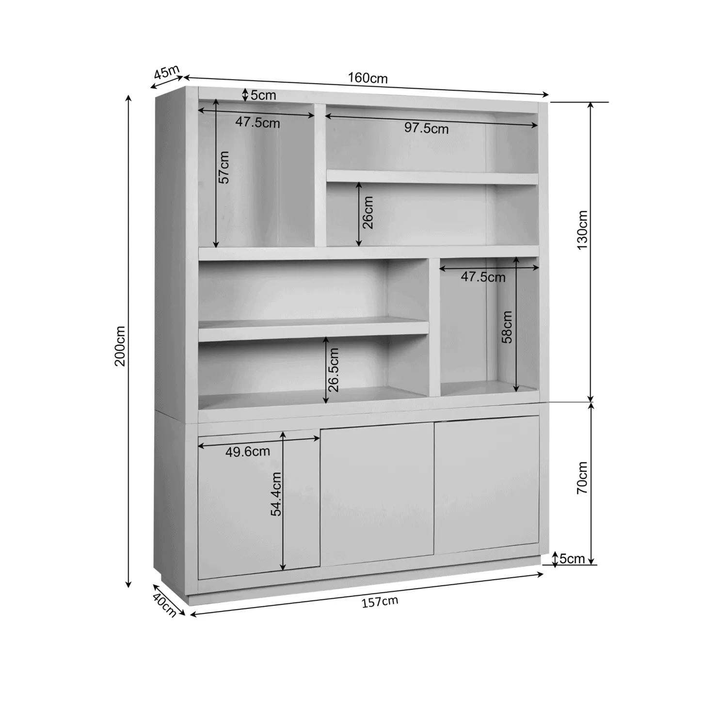 Compartment Cabinet Brussel Brown XL | 160 cm - Starfurn