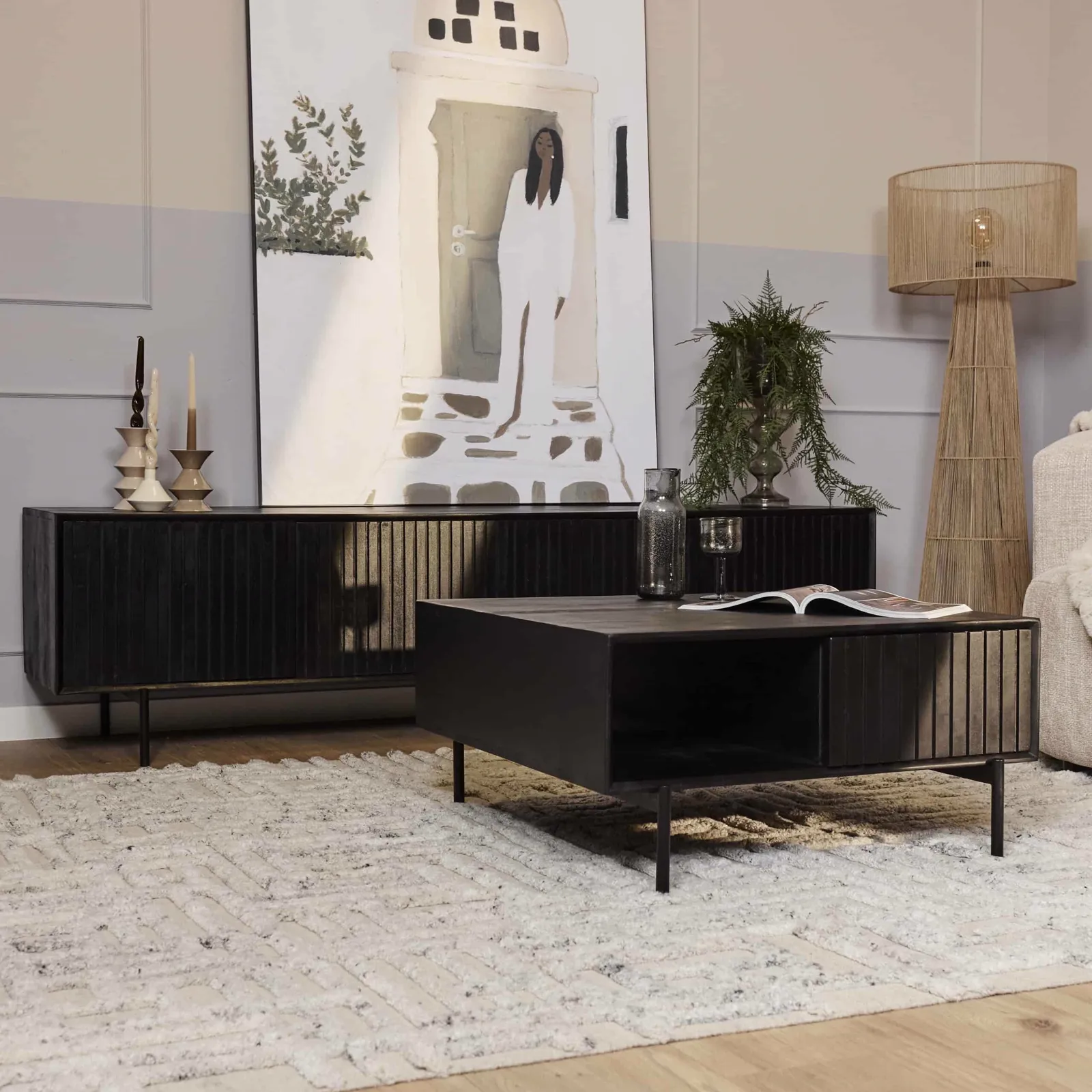Coffee table Madison Black | 80 cm | Square - Starfurn