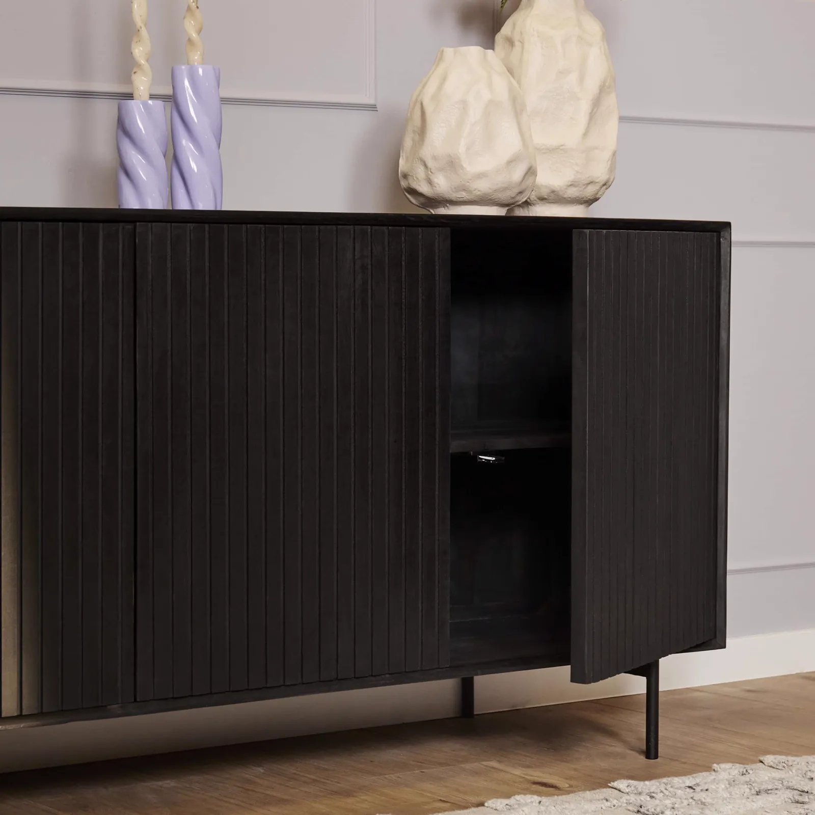 Sideboard Madison Black Mango Wood 165 cm - Starfurn
