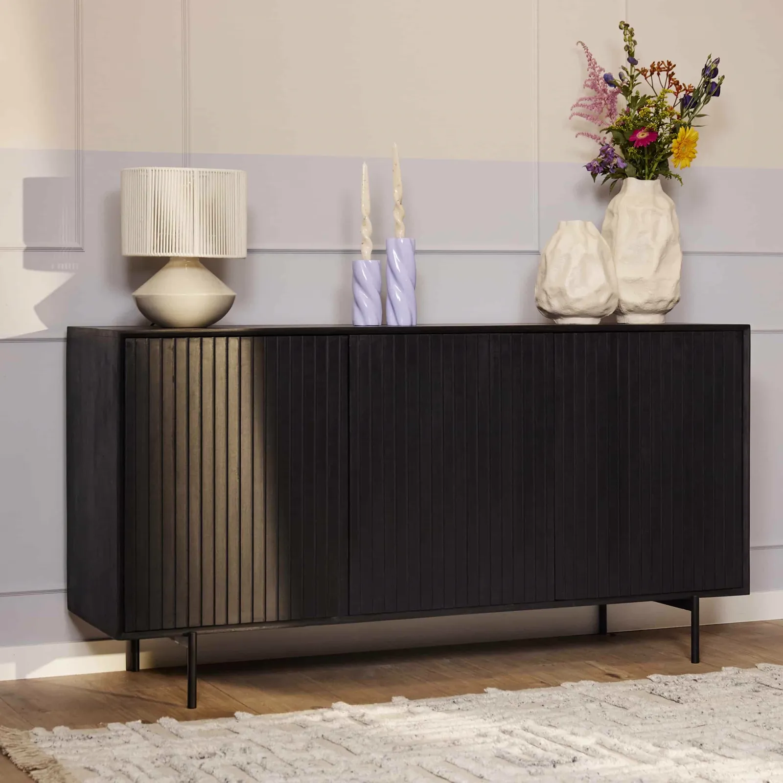 Sideboard Madison Black Mango Wood 165 cm - Starfurn