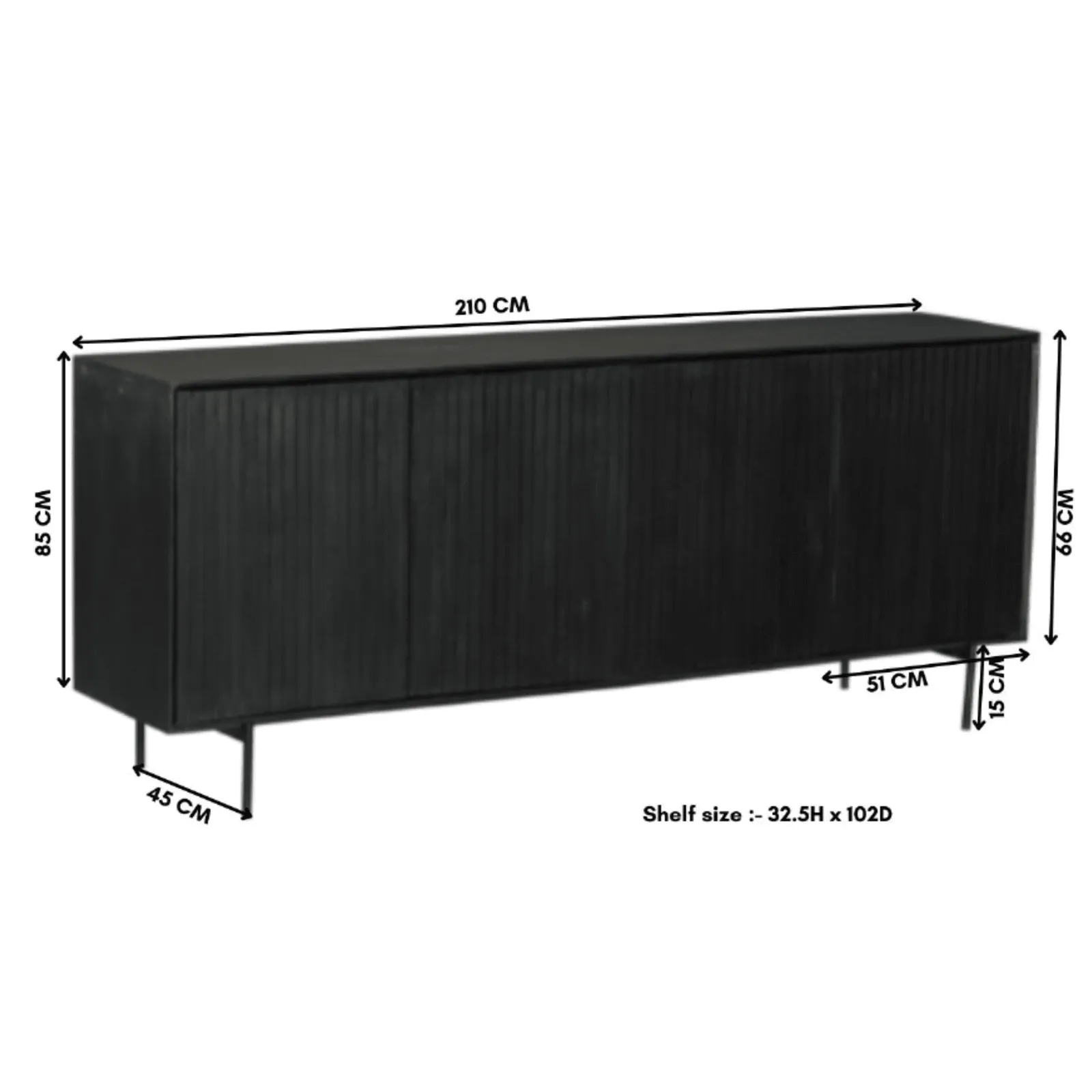 Sideboard Madison Black | 210 cm - Starfurn