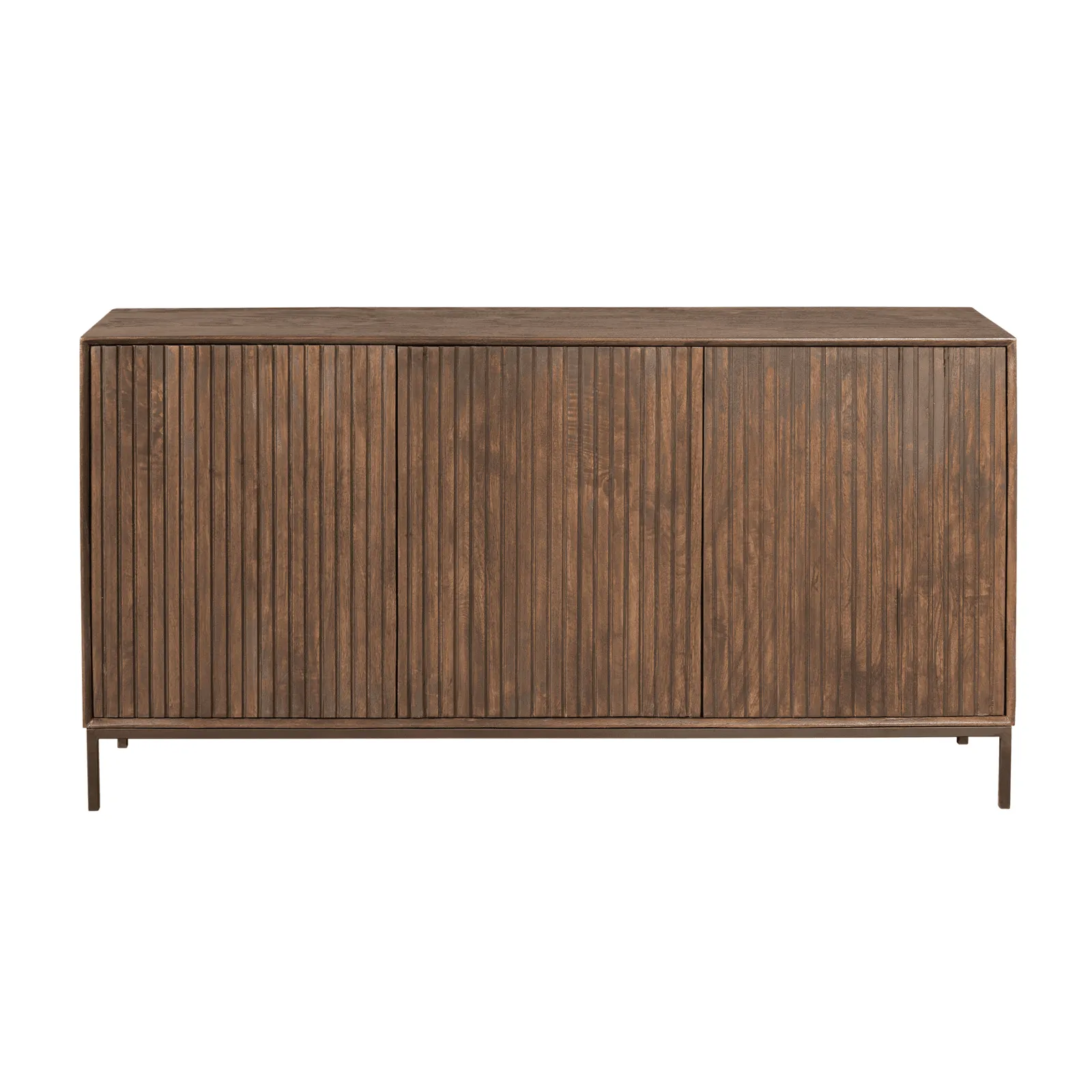 Sideboard Madison Braun Mangoholz 165 cm auf weißem Hintergrund, frontal fotografiert - Starfurn