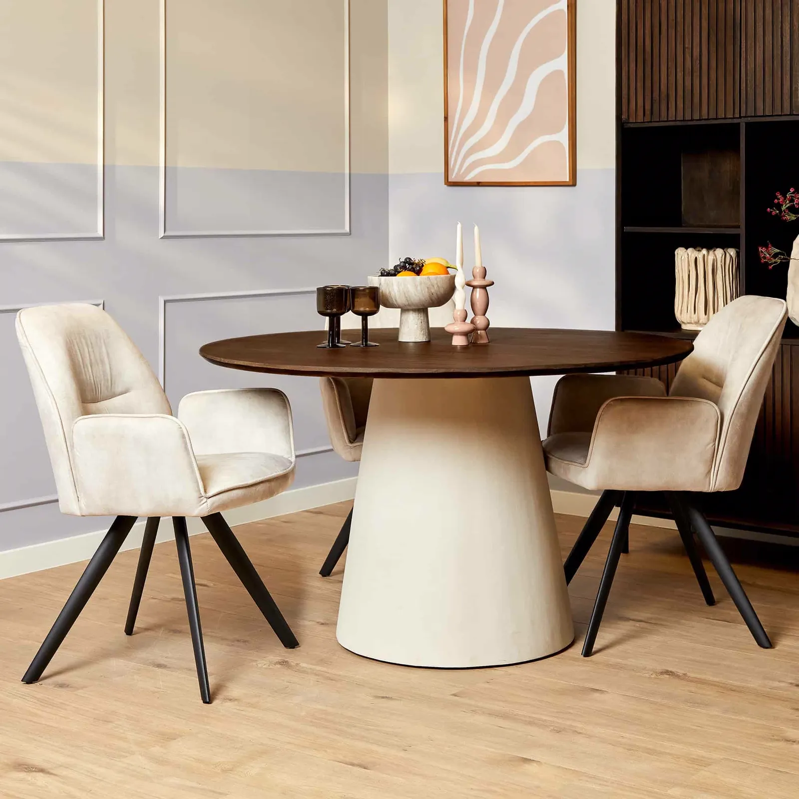 Round dining table Madison Brown Mango Wood 130 cm - Starfurn