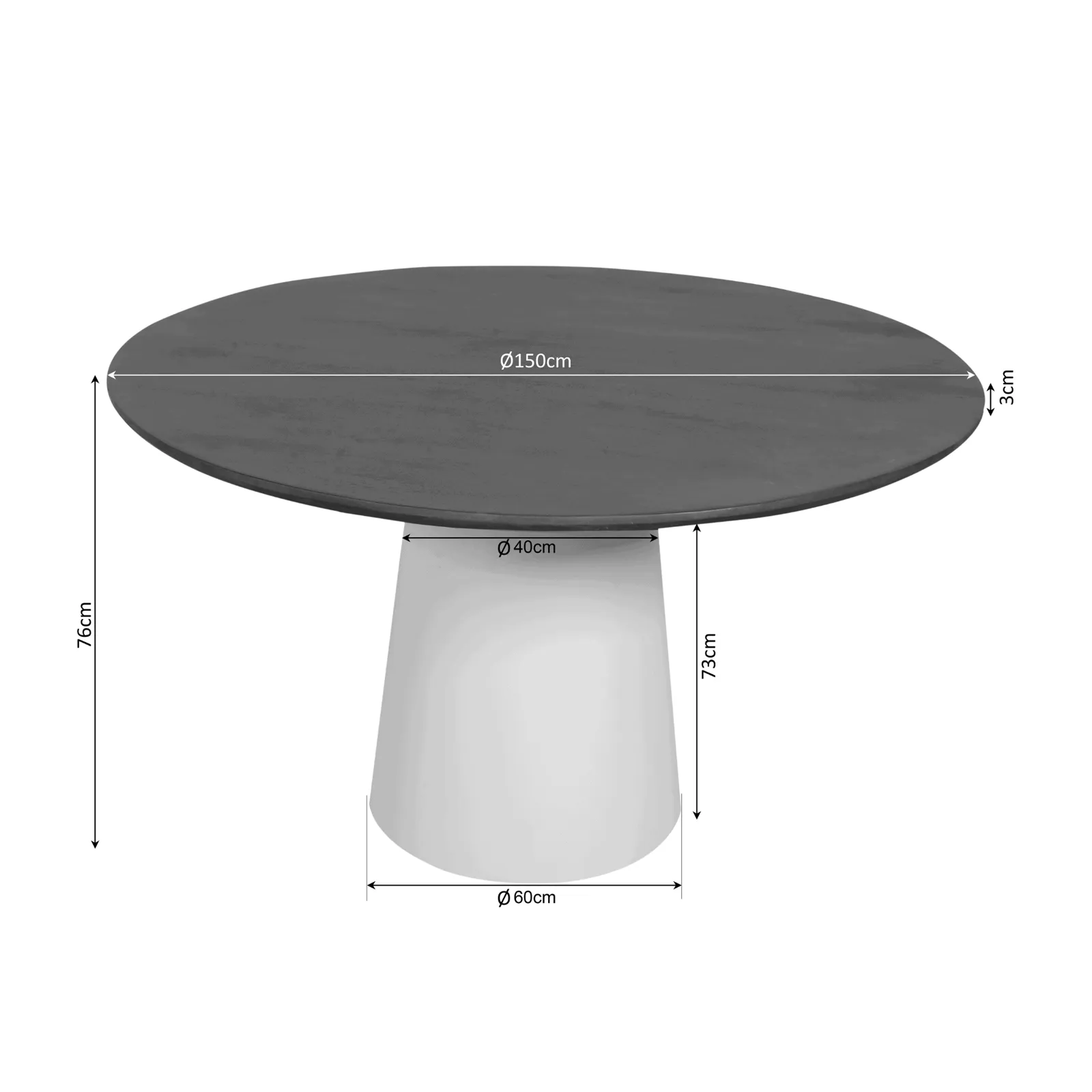 Round dining table Madison Brown Mango Wood 150 cm - Starfurn