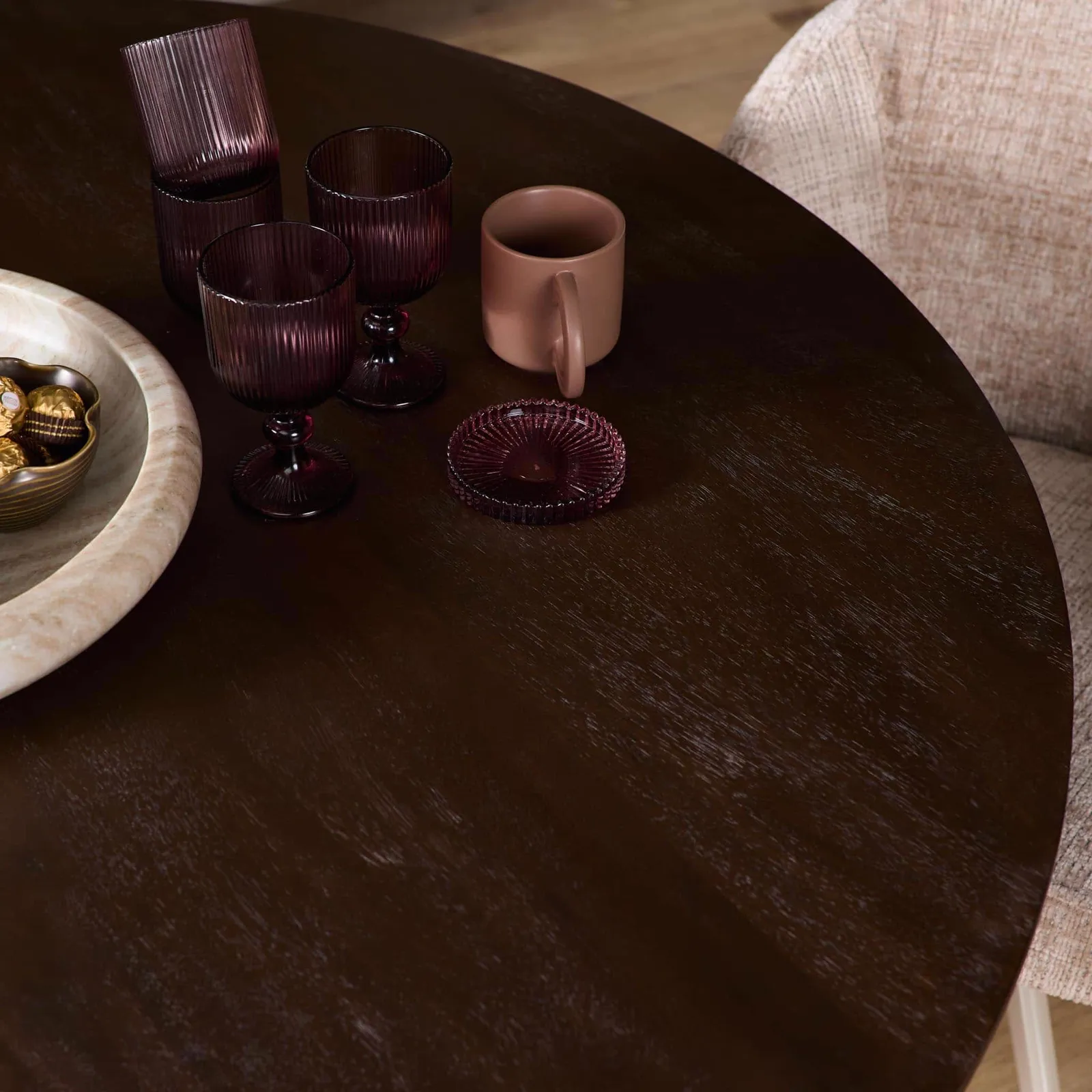 Round Dining Table Madison Brown Sand Leg Mango Wood 110 cm - Starfurn