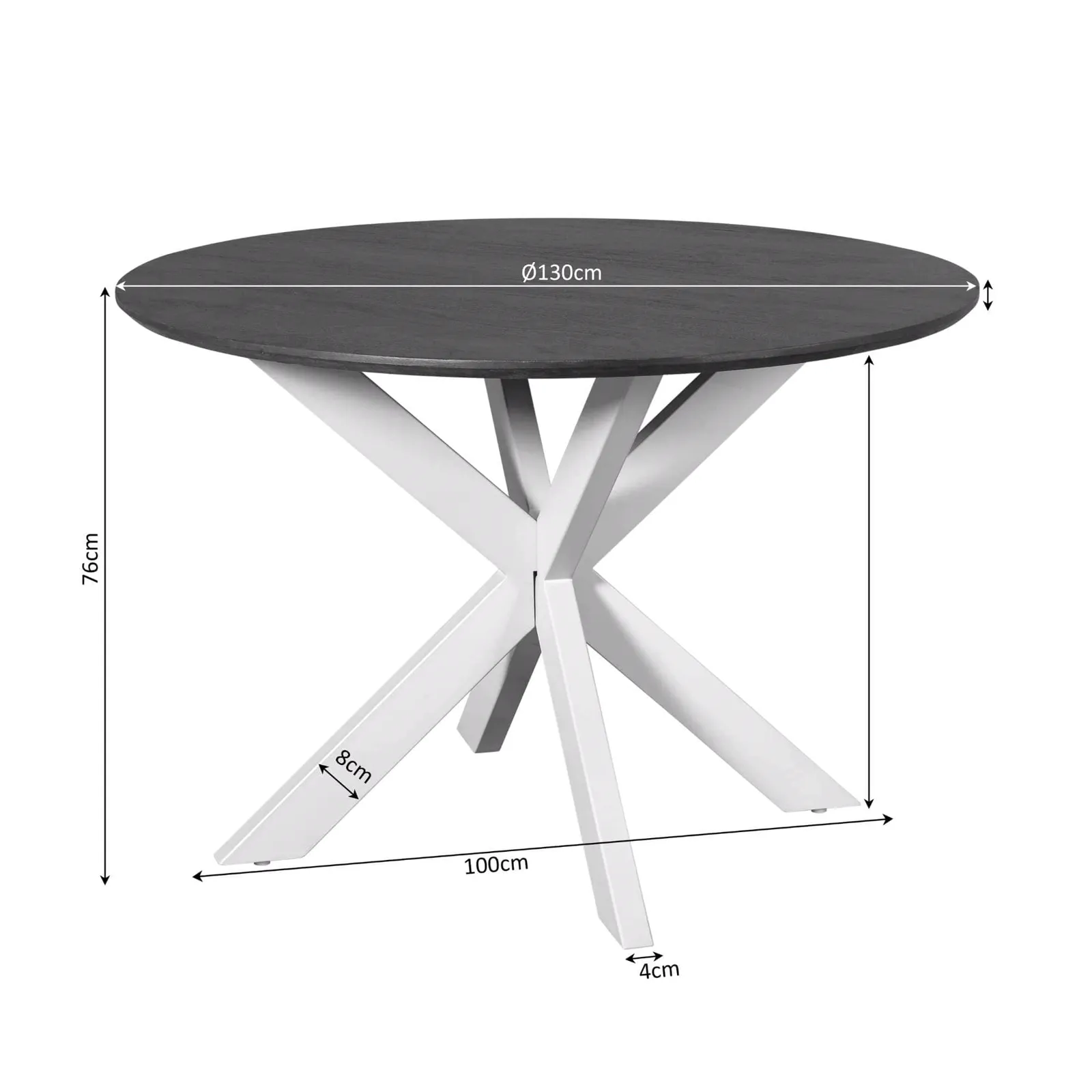 Round dining table Madison Brown Sand Leg Mango Wood 130 cm - Starfurn