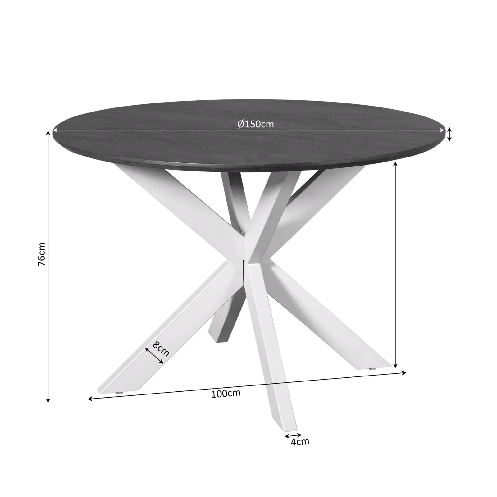 Round Dining Table Madison Brown Sand Leg Mango Wood 150 cm - Starfurn