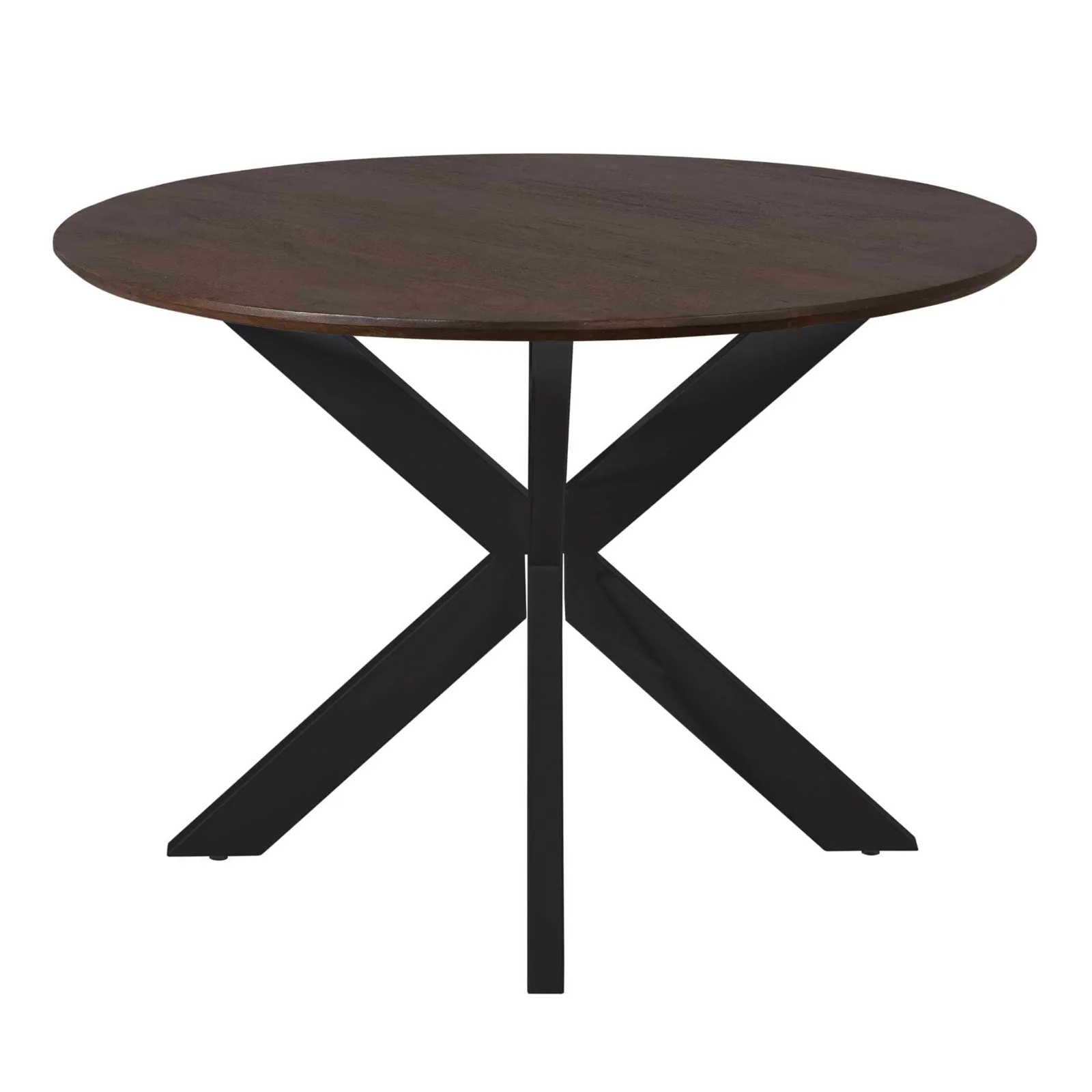 Round Dining Table Madison Brown Black Leg Mango Wood 110 cm - Starfurn