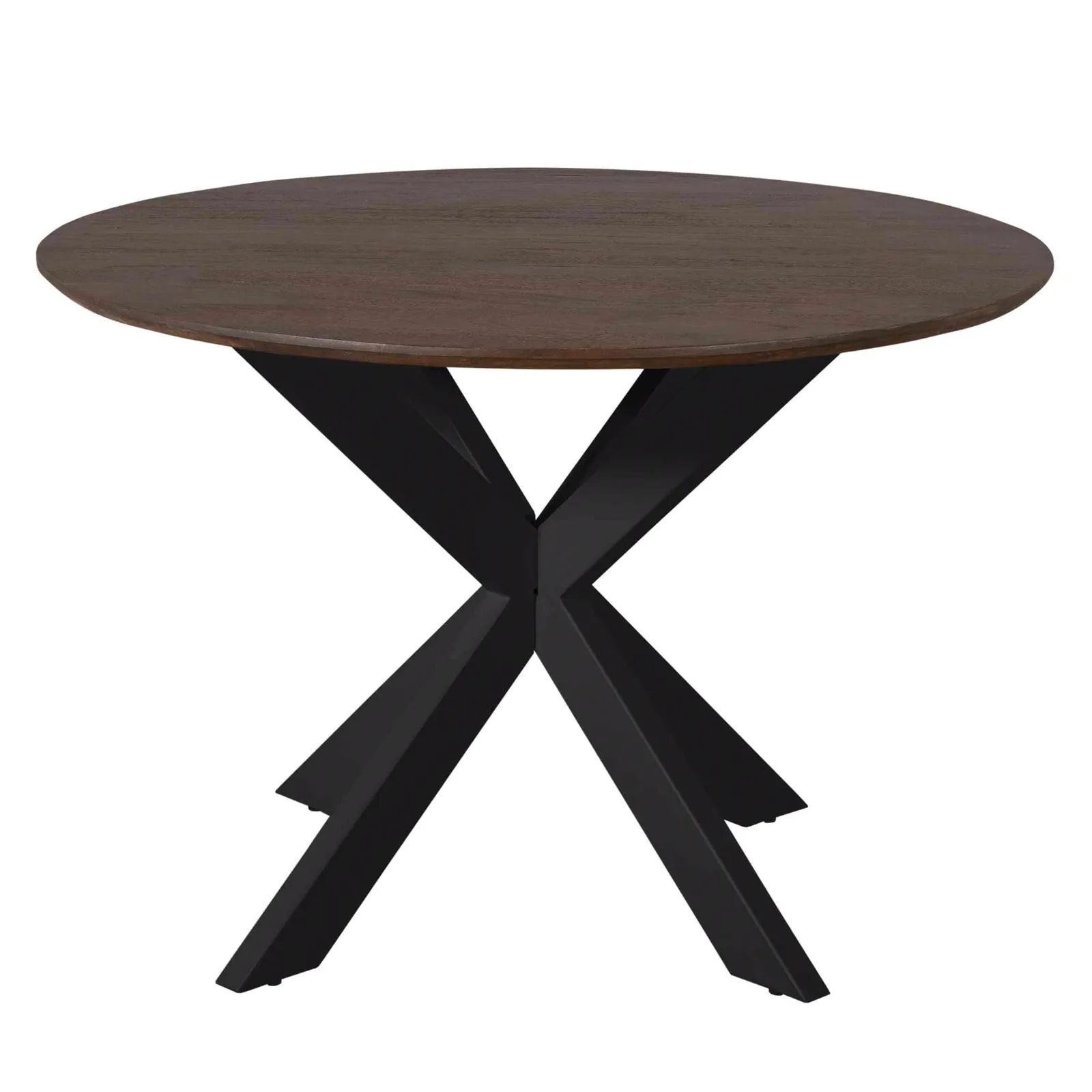 Round Dining Table Madison Brown Black Leg Mango Wood 110 cm - Starfurn