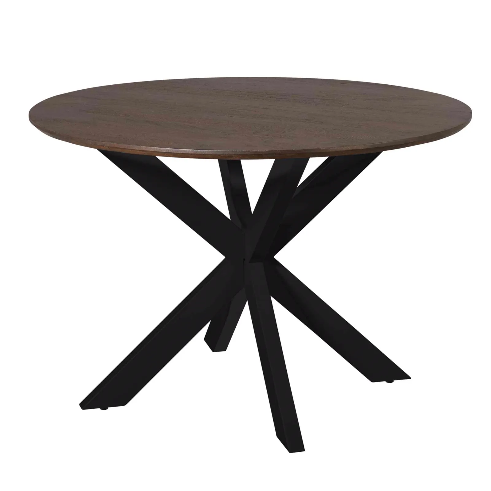 Round Dining Table Madison Brown Black Leg Mango Wood 110 cm - Starfurn