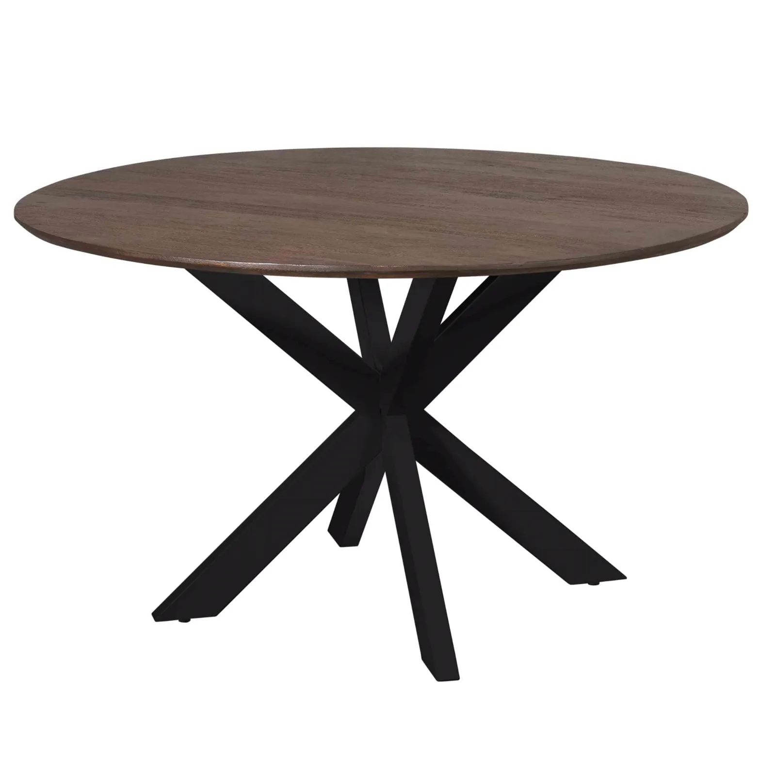 Round Dining Table Madison Brown Leg Black Mango Wood 130 cm - Starfurn