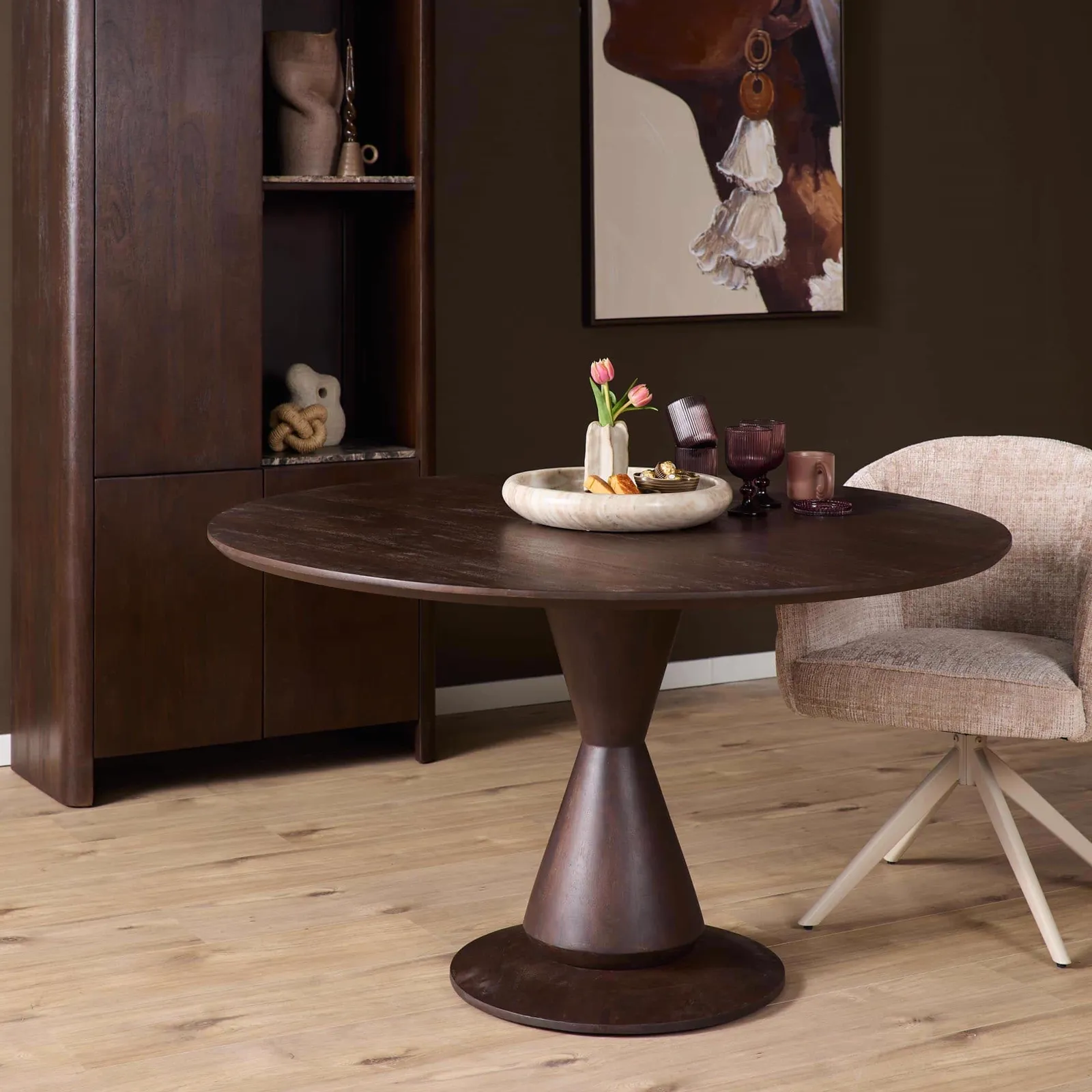 Round Dining Table Lima Brown Mango Wood 150 cm - Starfurn