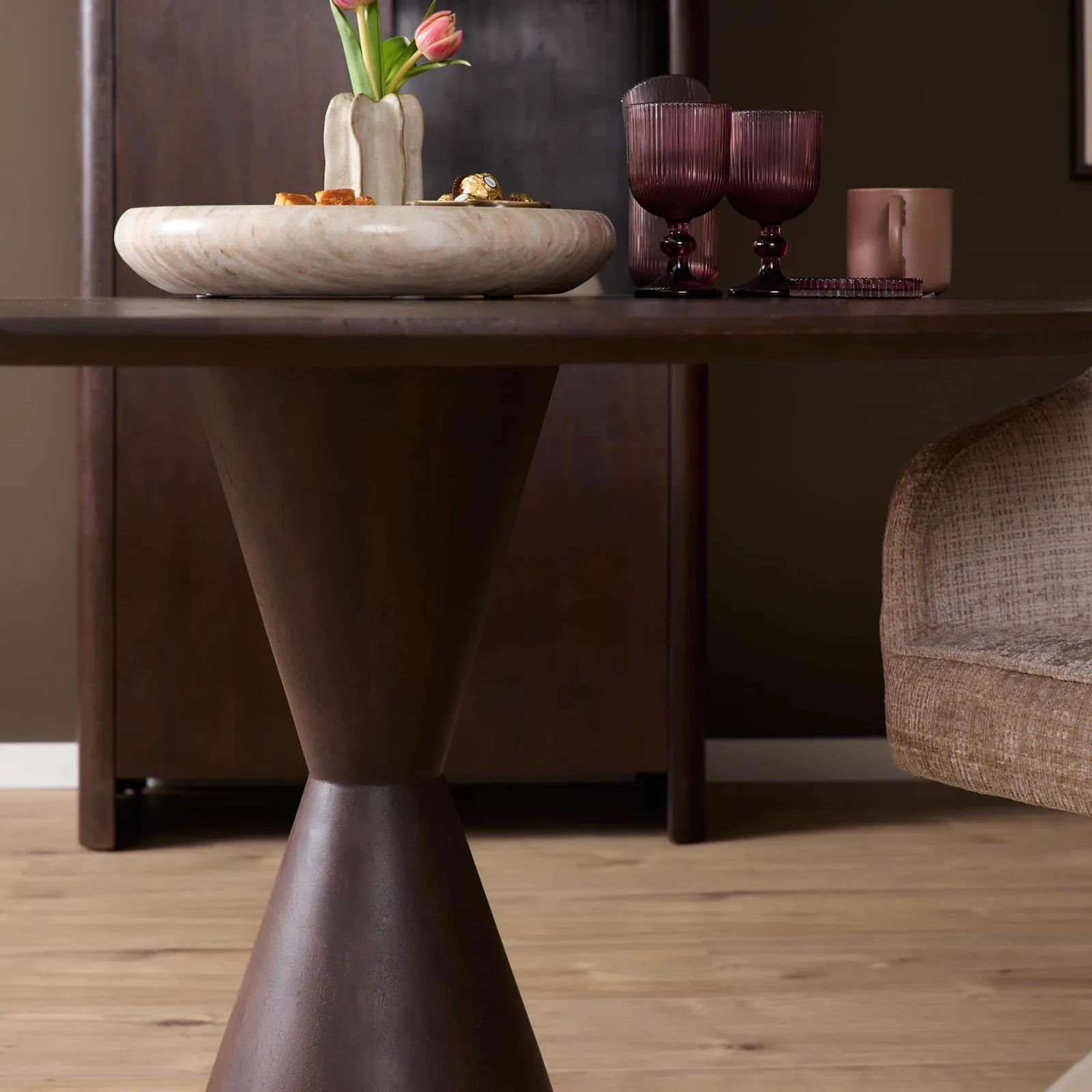 Round Dining Table Lima Brown Mango Wood 150 cm - Starfurn