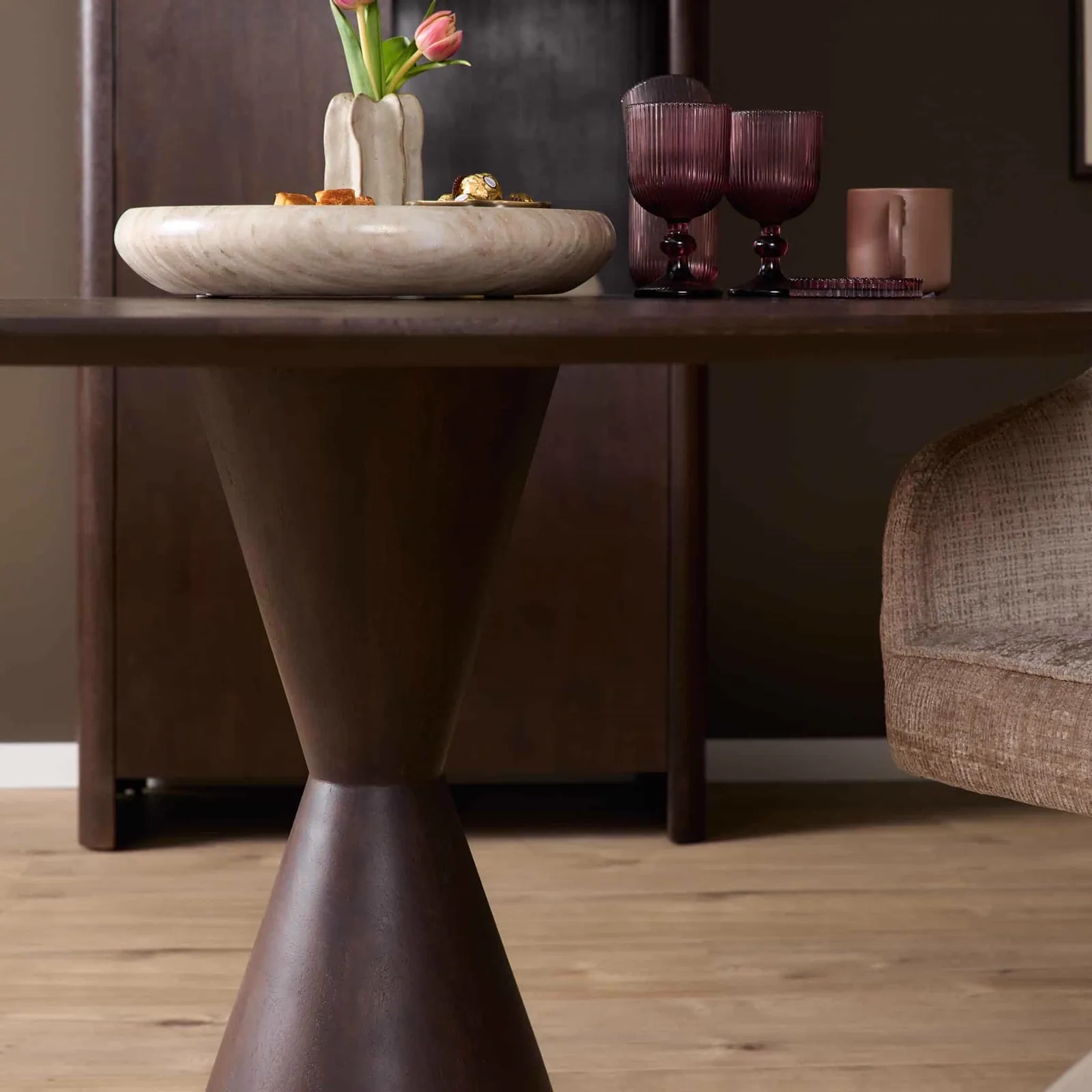 Round dining table Lima Brown Mango Wood 130 cm - Starfurn