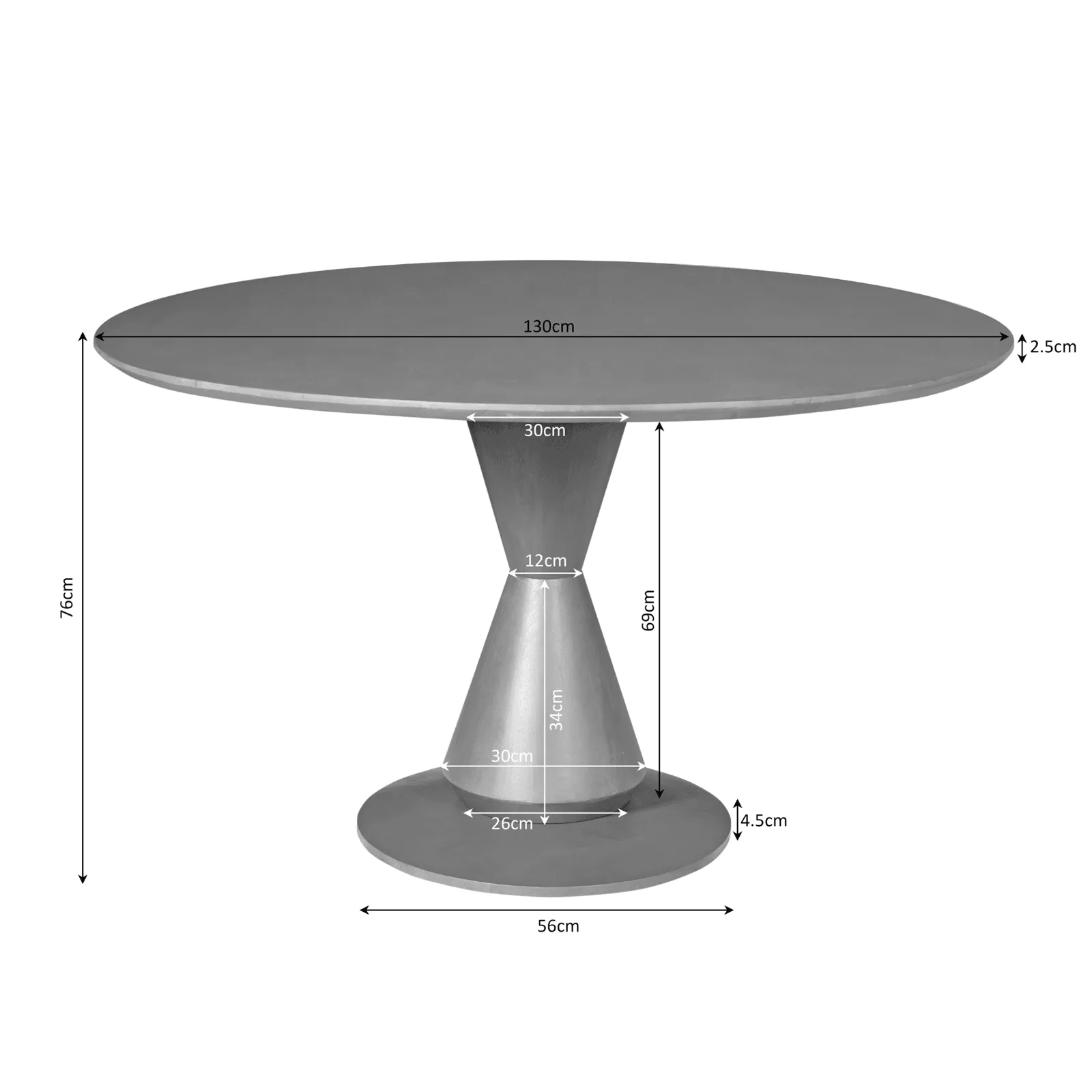 Round dining table Lima Brown Mango Wood 130 cm - Starfurn