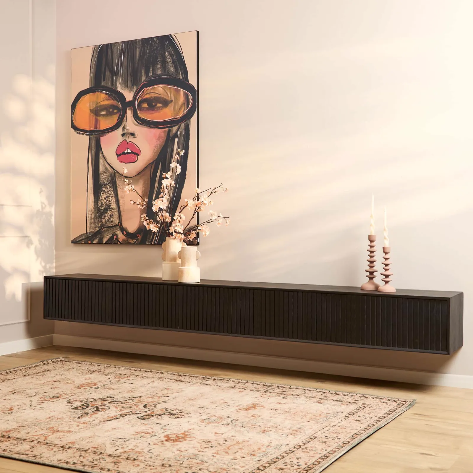 Floating TV unit Madison Black | 280 cm - Starfurn