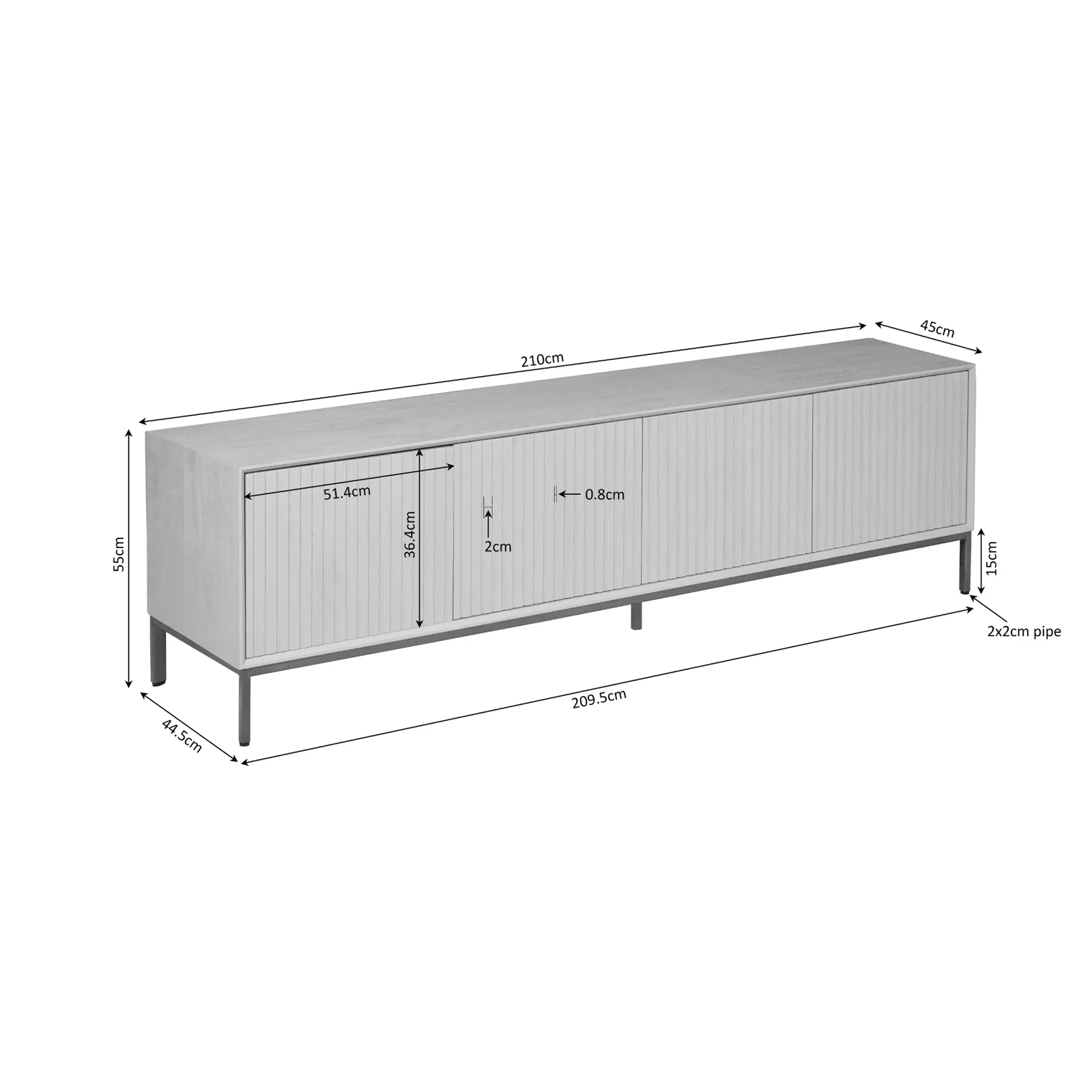 TV unit Madison Natural | 210 cm - Starfurn