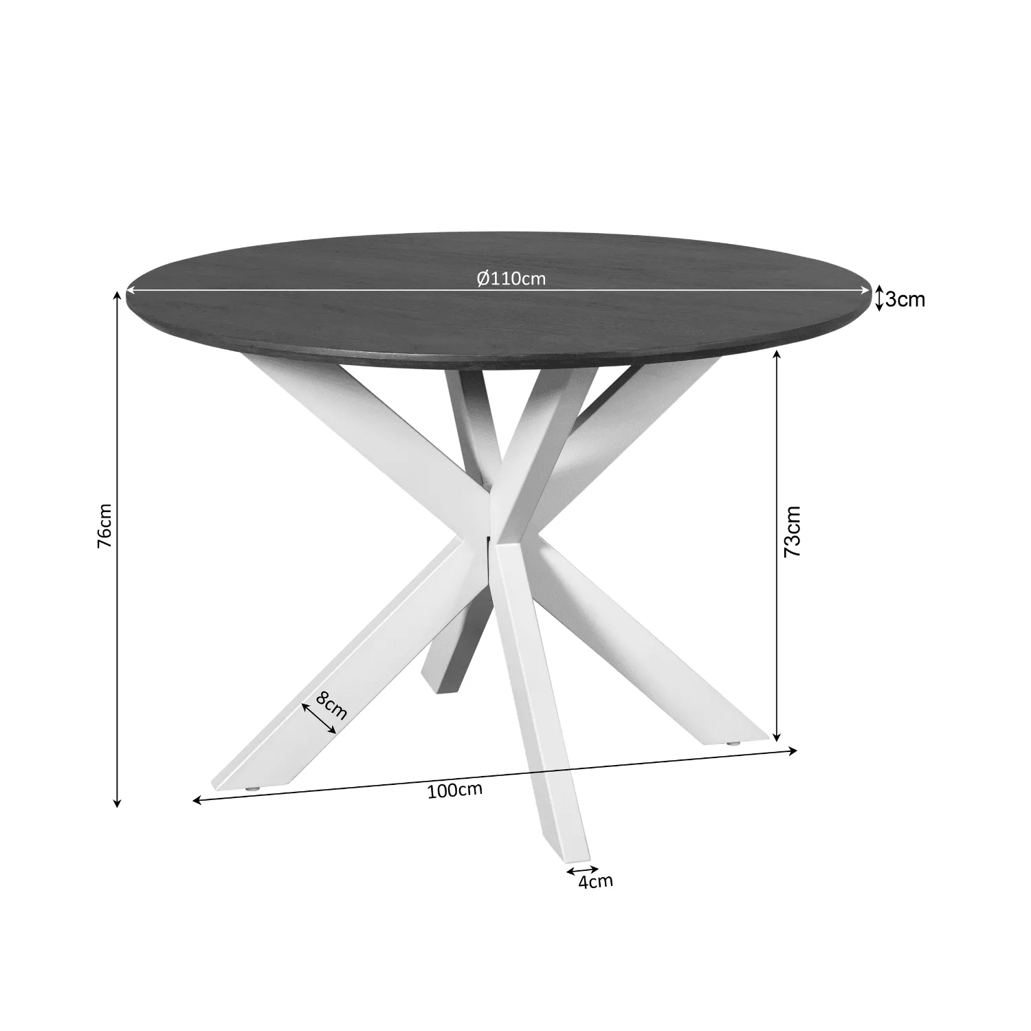 Round Dining Table Madison Natural Mango Wood 110 cm - Starfurn