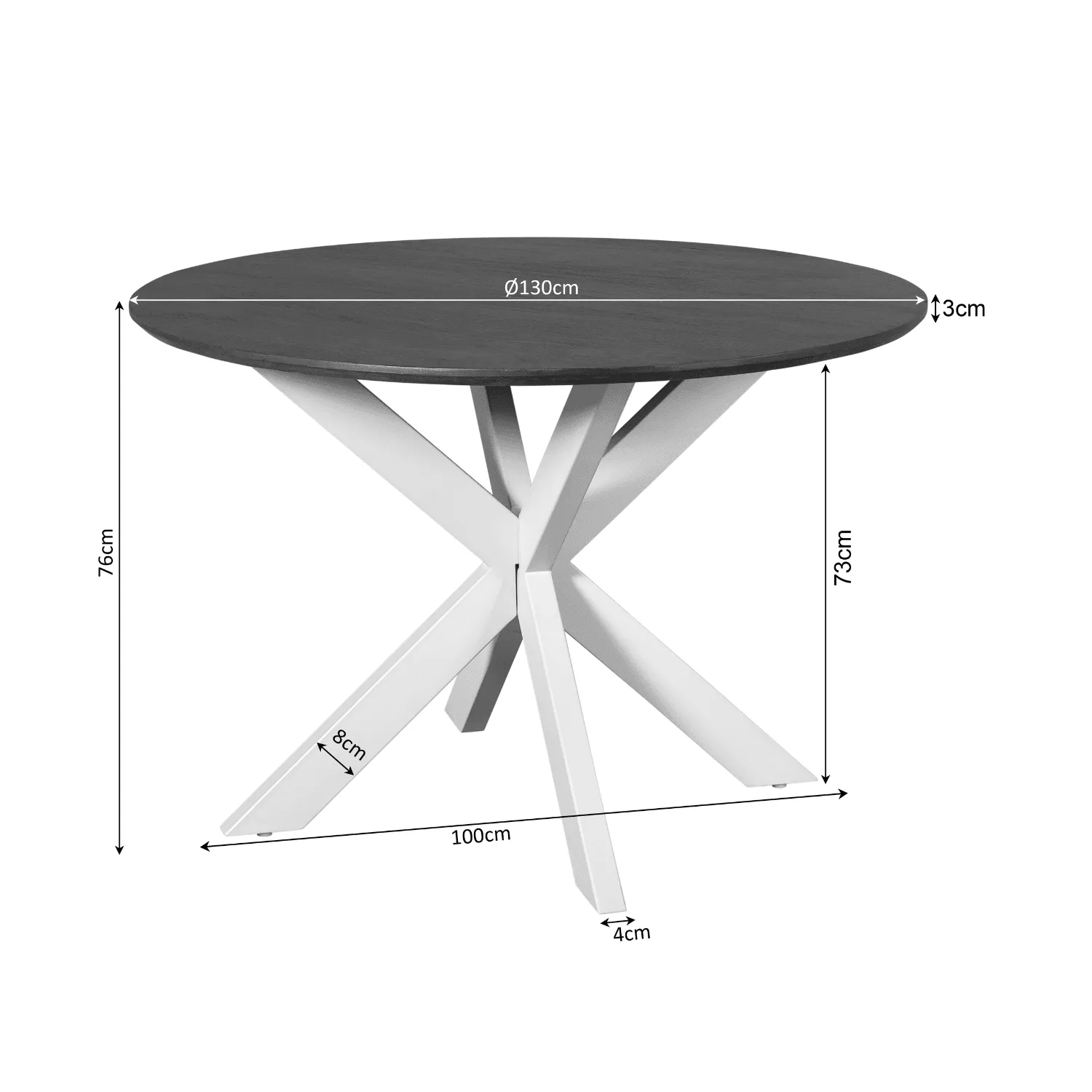 Round dining table Madison Natural Mango Wood 130 cm - Starfurn