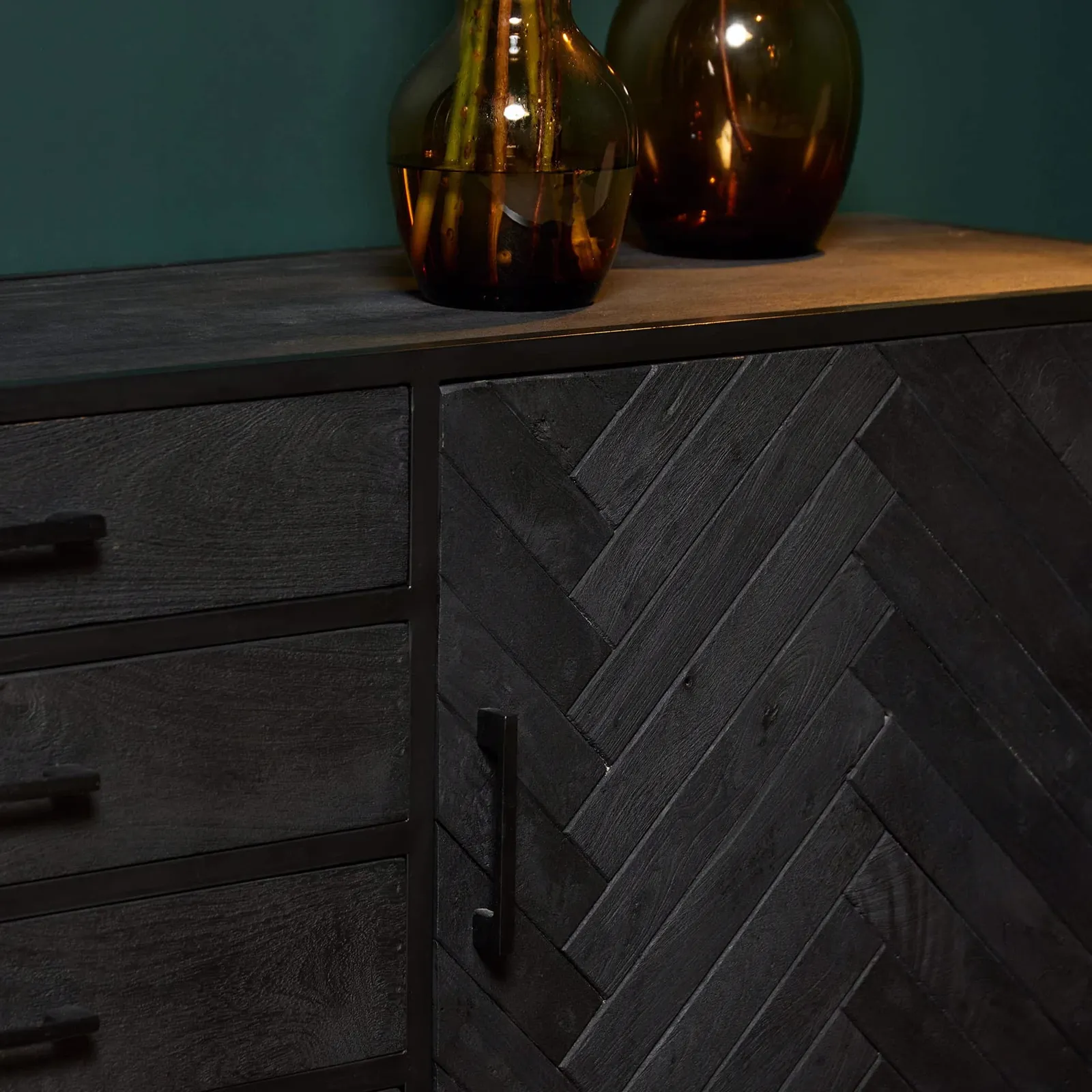 Sideboard New York Black Mango Wood 210 cm - Starfurn