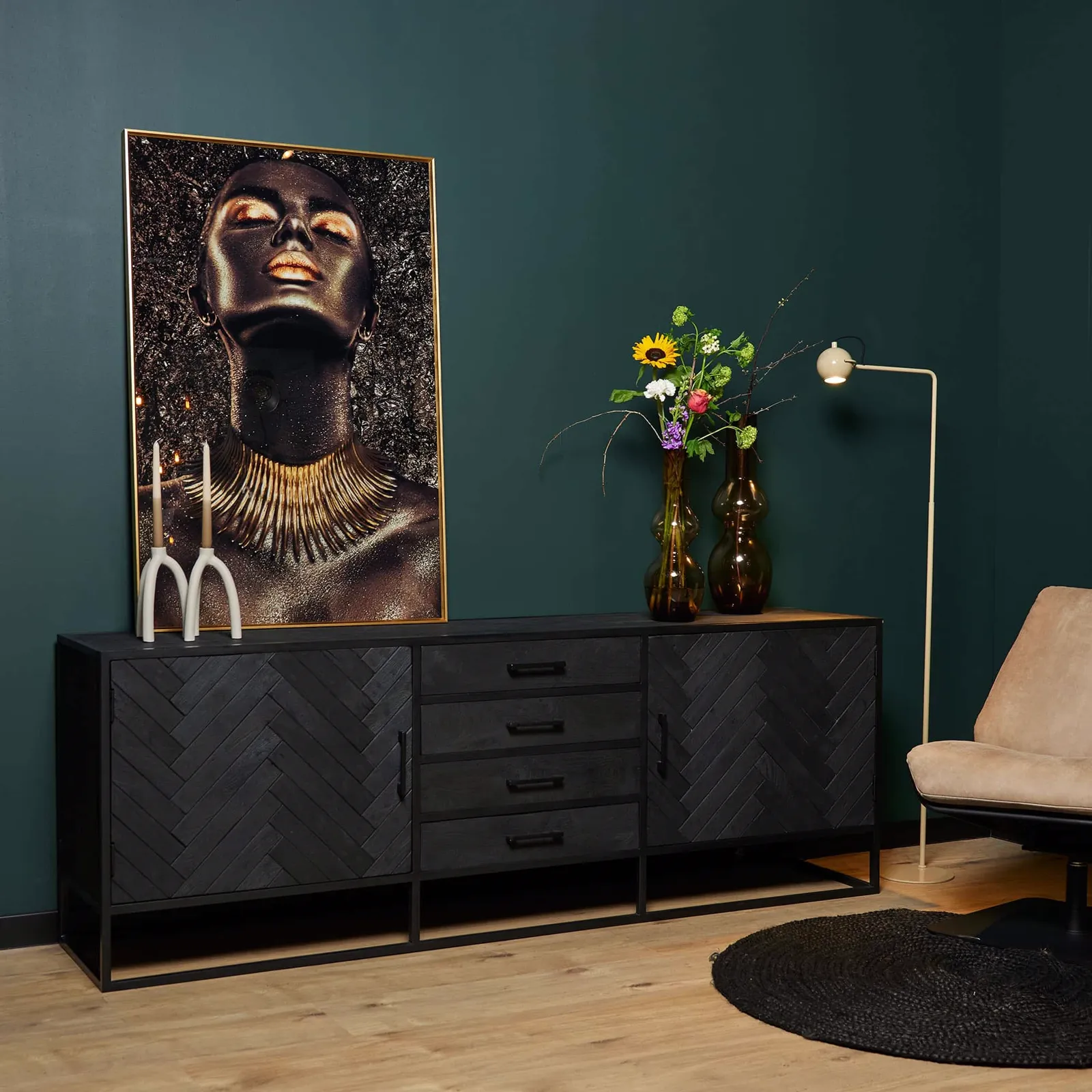 Sideboard New York Black Mango Wood 210 cm - Starfurn