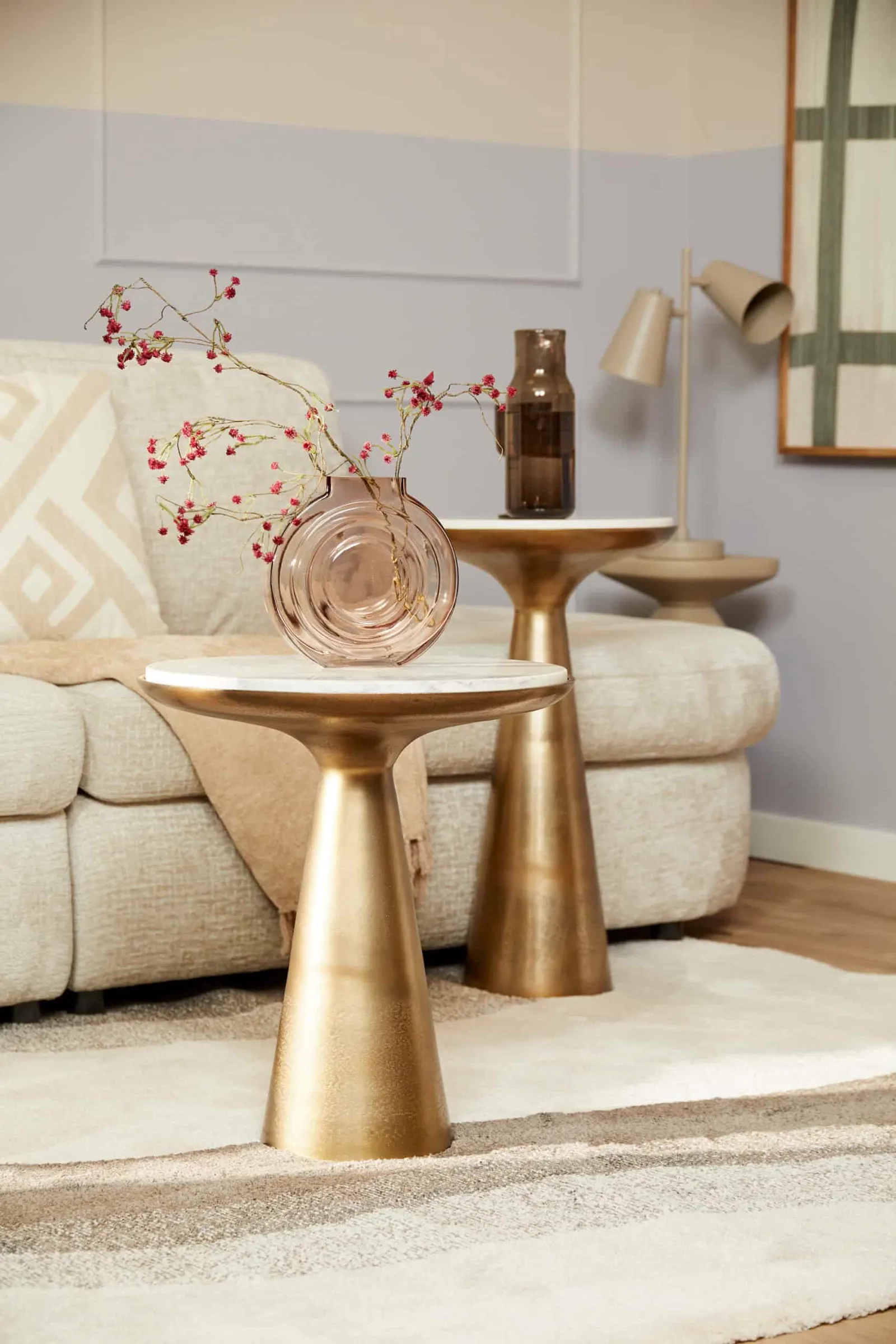 Side Table Essy White Marble/Metal 45 cm - Starfurn