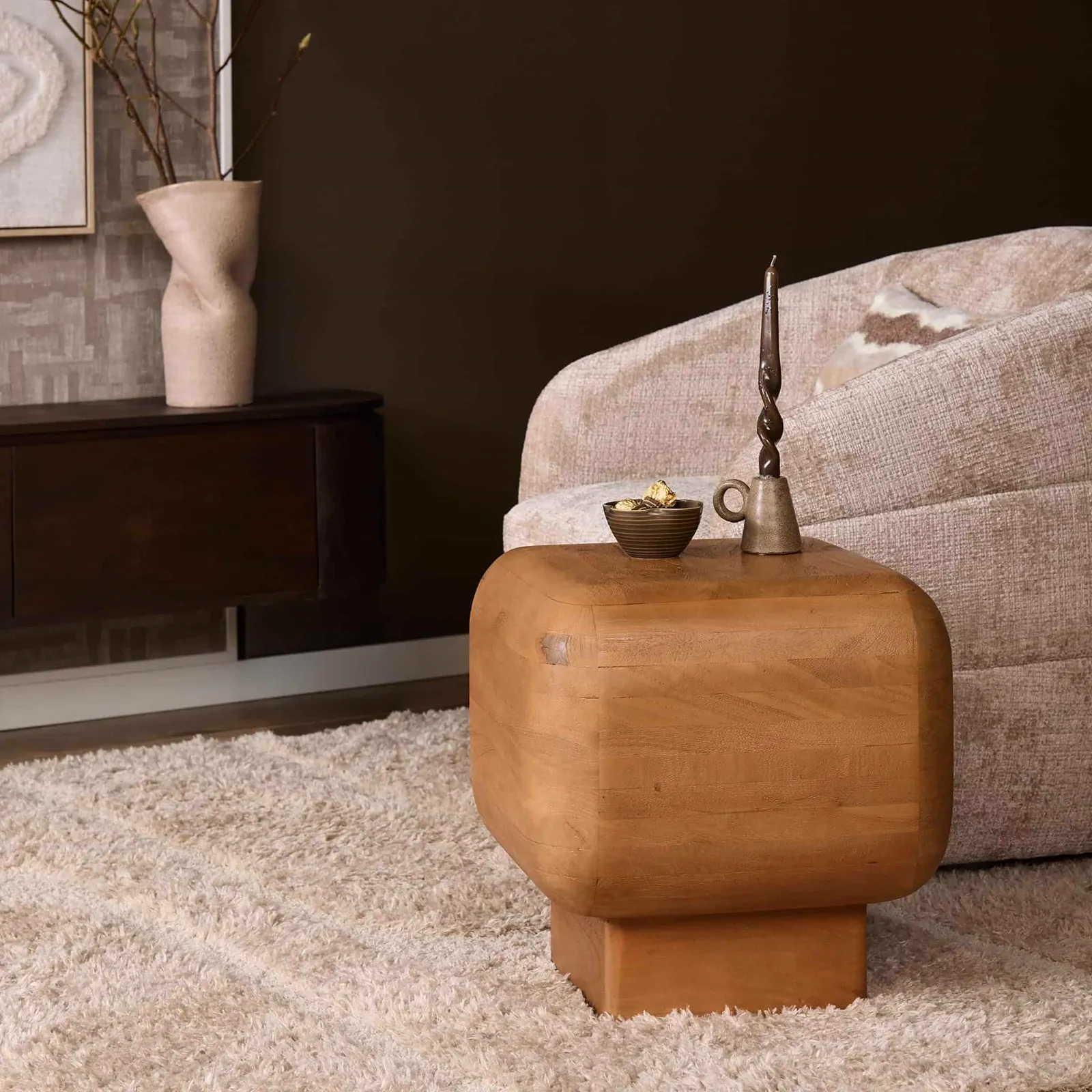 Side Table Fedde Natural Mango Wood 45 cm - Starfurn