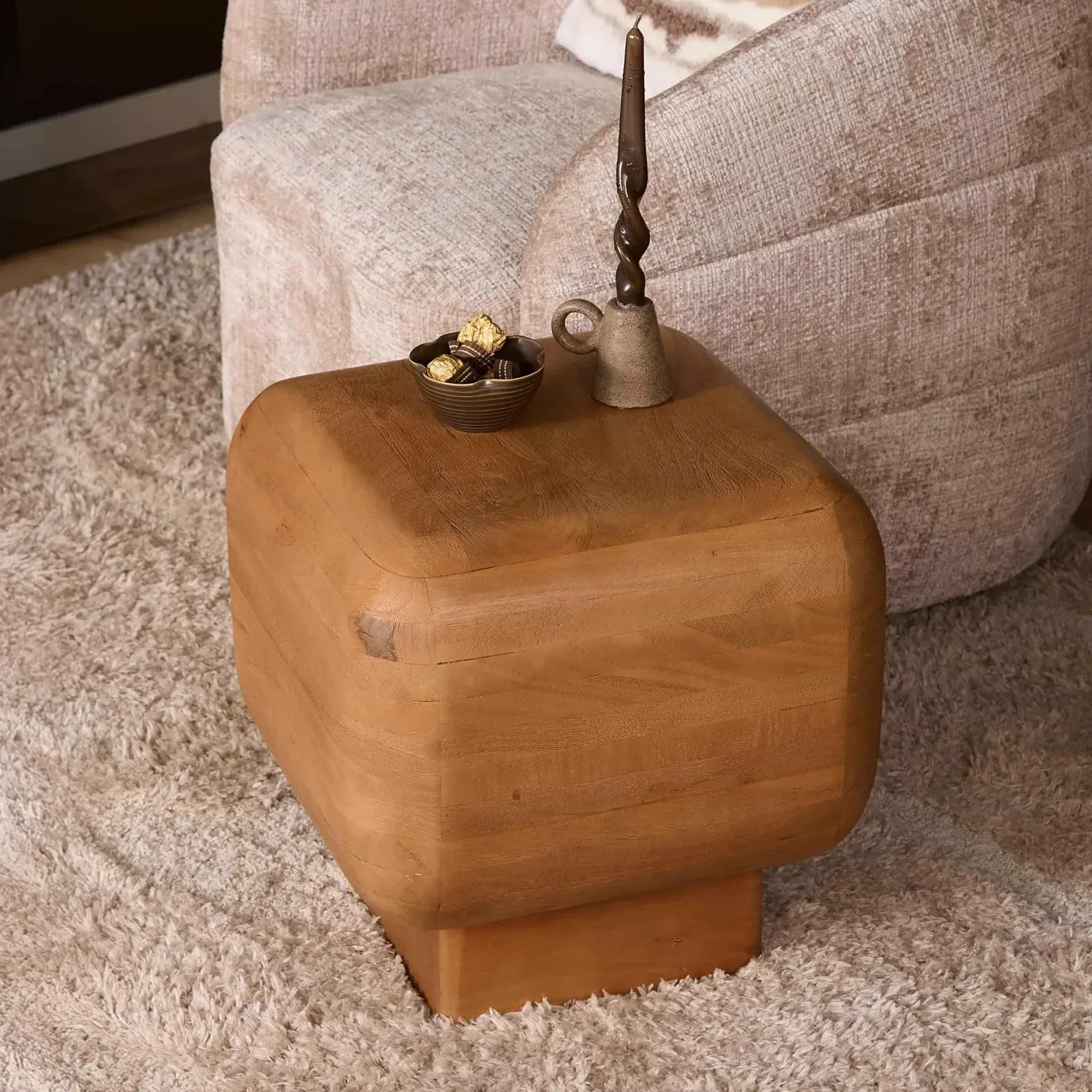 Side Table Fedde Natural Mango Wood 45 cm - Starfurn