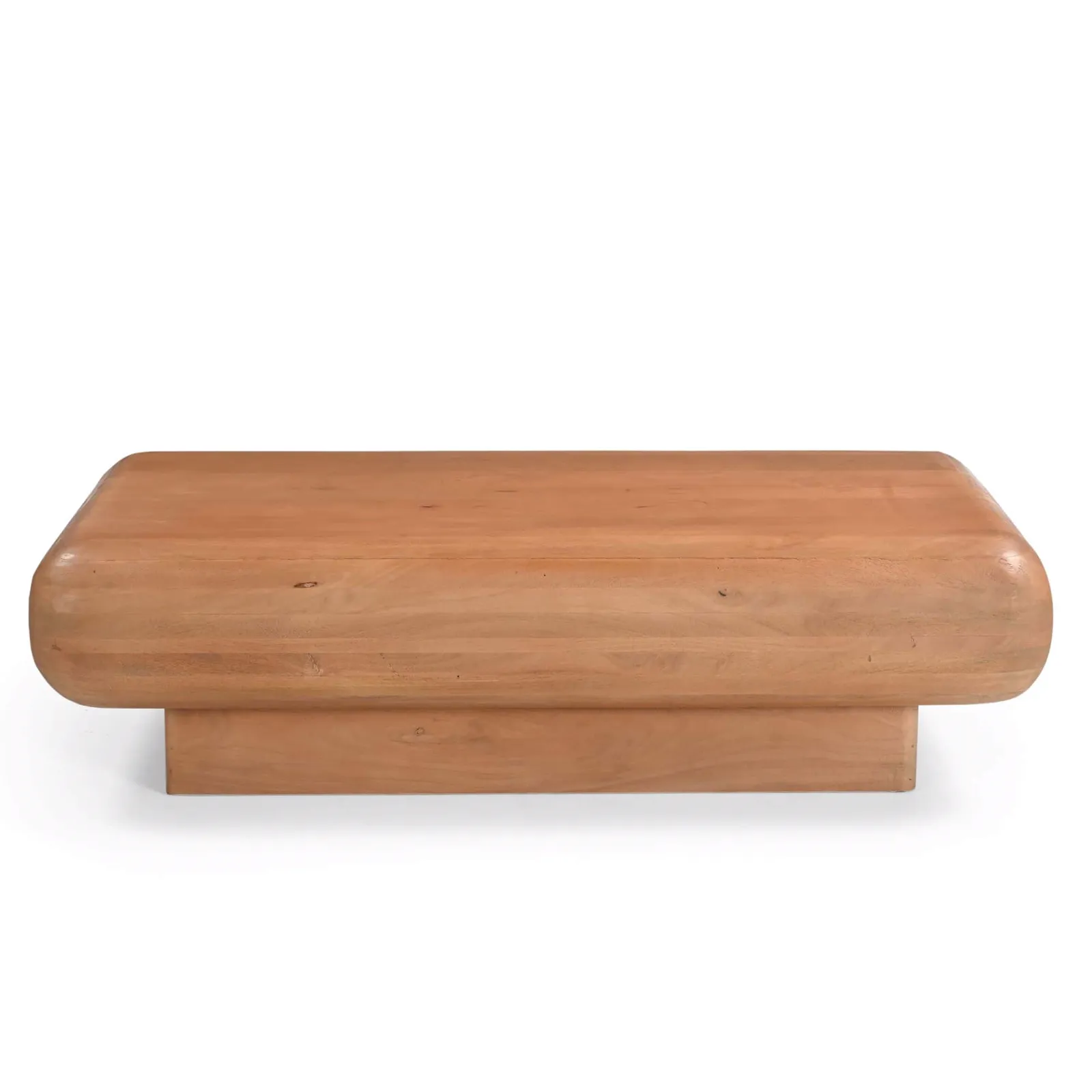 Couchtisch Fedde Naturell Mangoholz 120 cm auf weißem Hintergrund, von vorne fotografiert - Starfurn