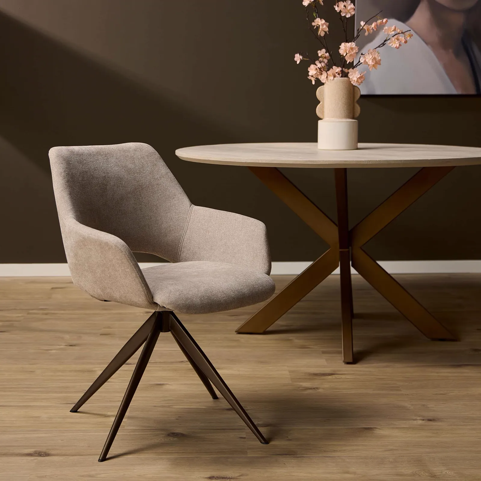Swivel dining chair Daisy Beige - Starfurn