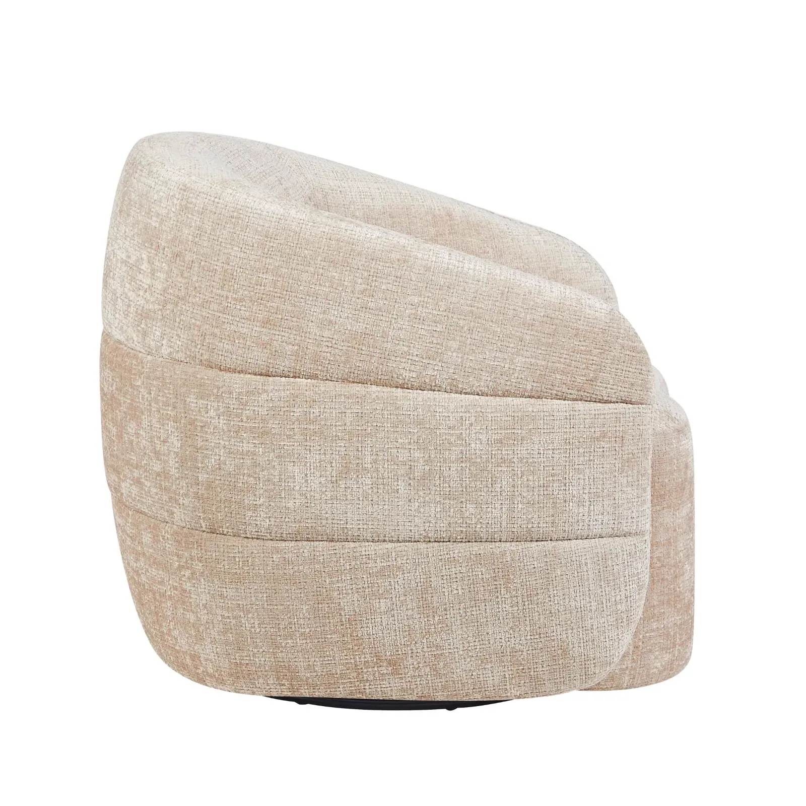 Drehbarer Sessel Yara Beige, von der Seite auf weißem Hintergrund fotografiert - Starfurn