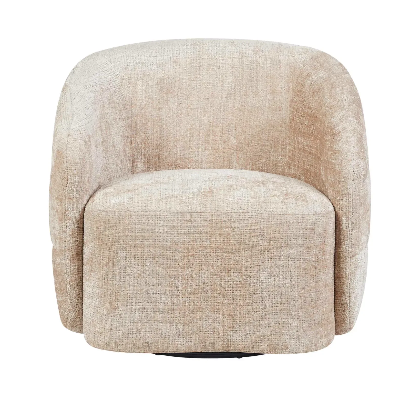 Drehbarer Sessel Yara Beige auf weißem Hintergrund, von vorne fotografiert - Starfurn