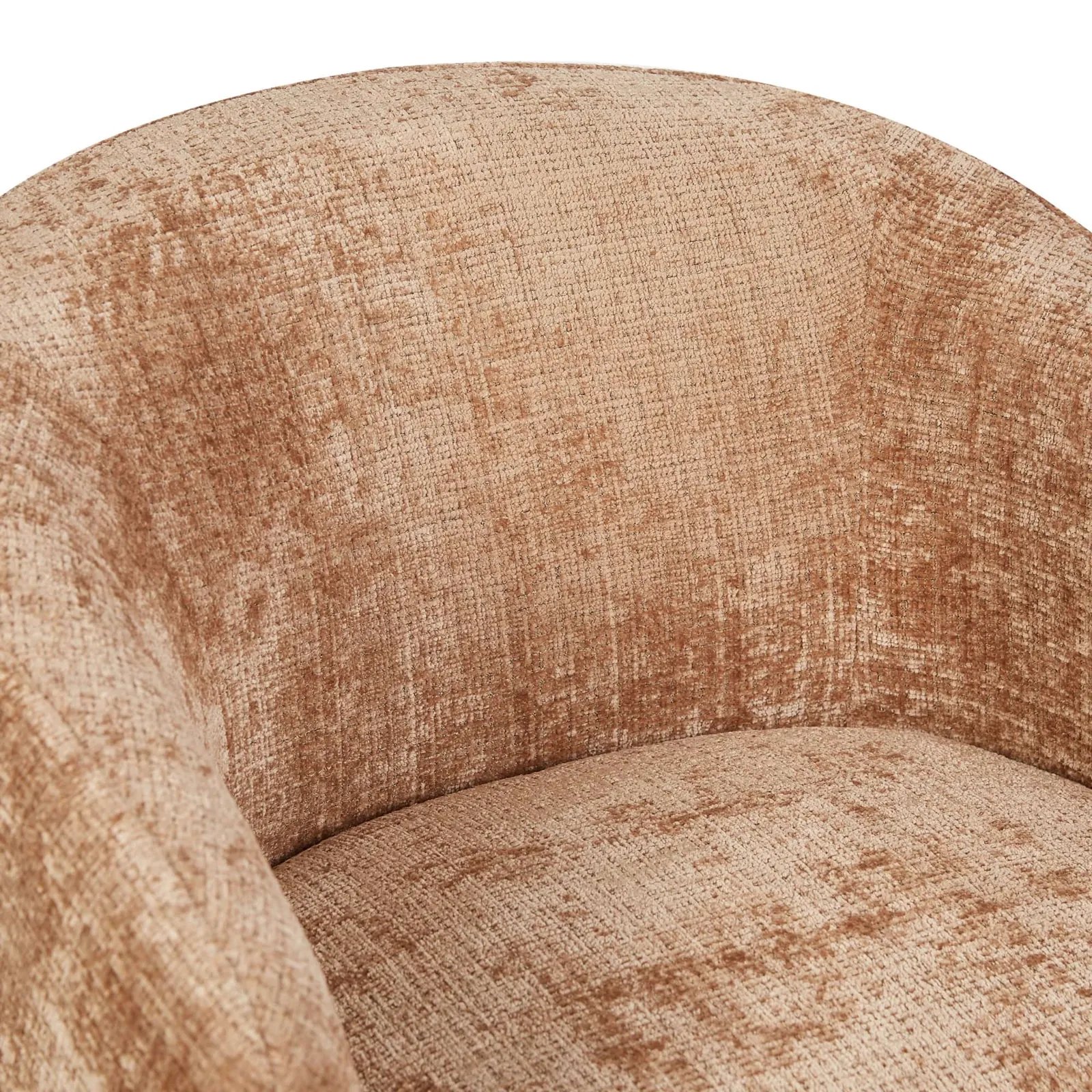 Nahaufnahme des Drehbarer Sessel Yara Cinnamon, mit Fokus auf die Stofftextur - Starfurn