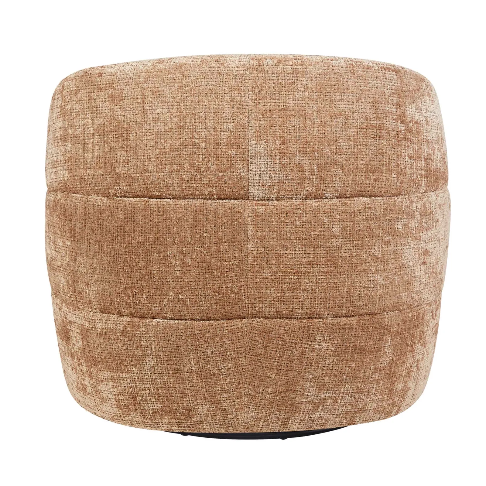Drehbarer Sessel Yara Cinnamon auf weißem Hintergrund, mit Fokus auf die Stofftextur - Starfurn