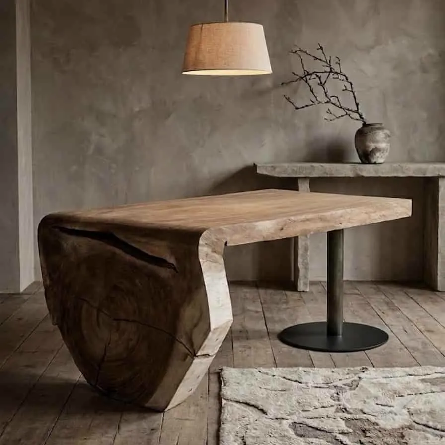 Waterfall table desk 200cm | Suar wood (Natural) - World of Brosi