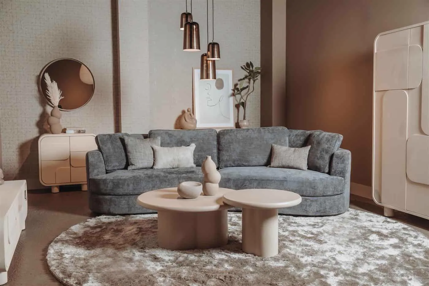 Melzo Side Table round beige 60 cm - Tower Living