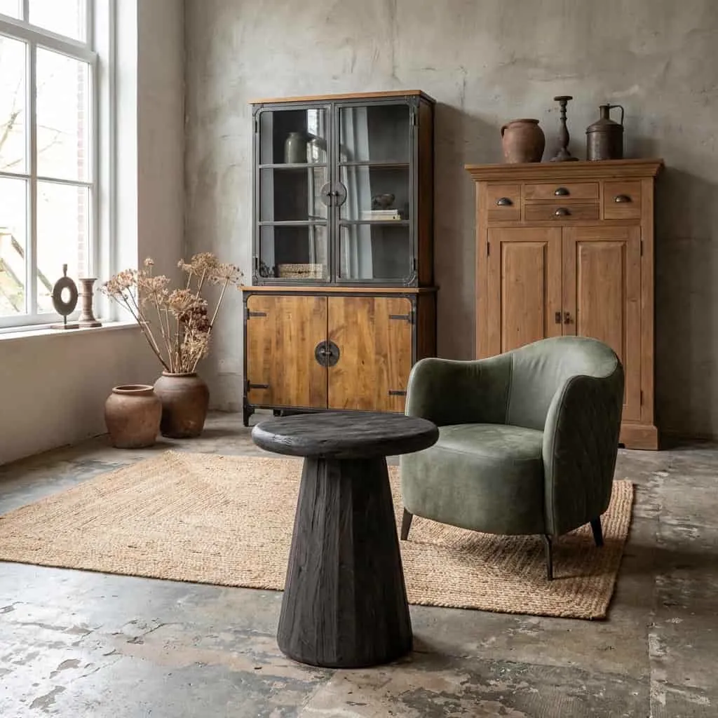 Bijzettafel Asti rond zwart - Tower Living