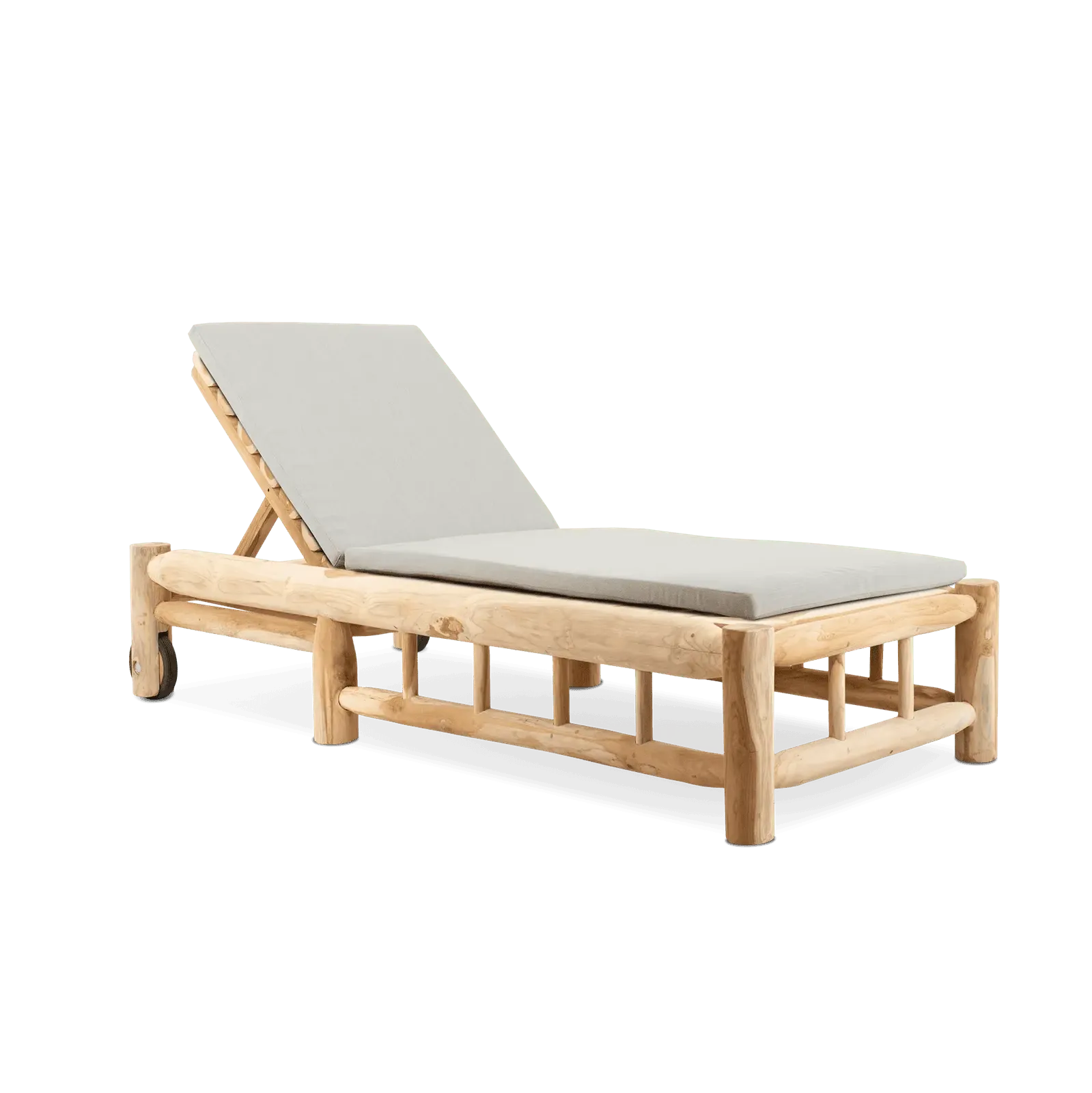 Relaxliege mit Rollen Barney Teak auf schwarzem Hintergrund mit grünen horizontalen Streifen - Benoa