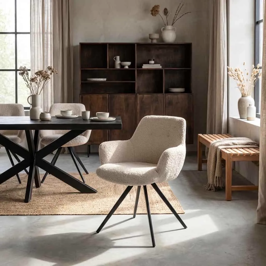 Eetkamerstoel Doreen Boucle Beige - Livingfurn