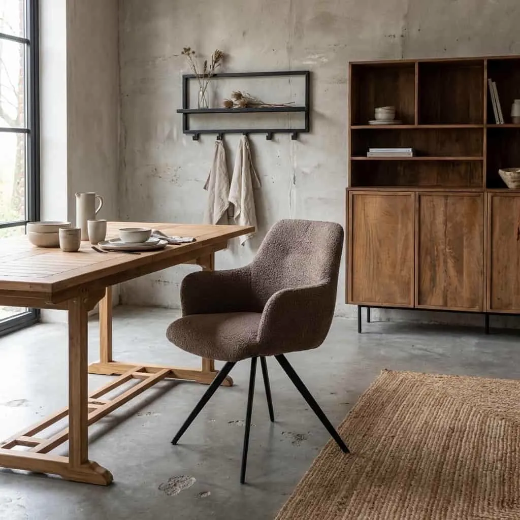 Eetkamerstoel Doreen Boucle Brown - Livingfurn