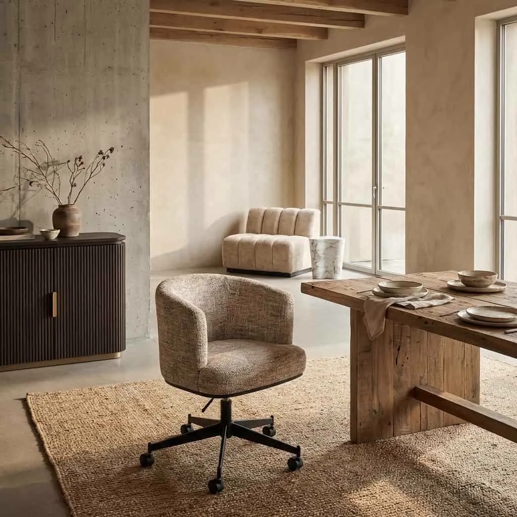 Esszimmerstuhl Rochenne trendy nature Drehsessel auf Rollen - Richmond Interiors