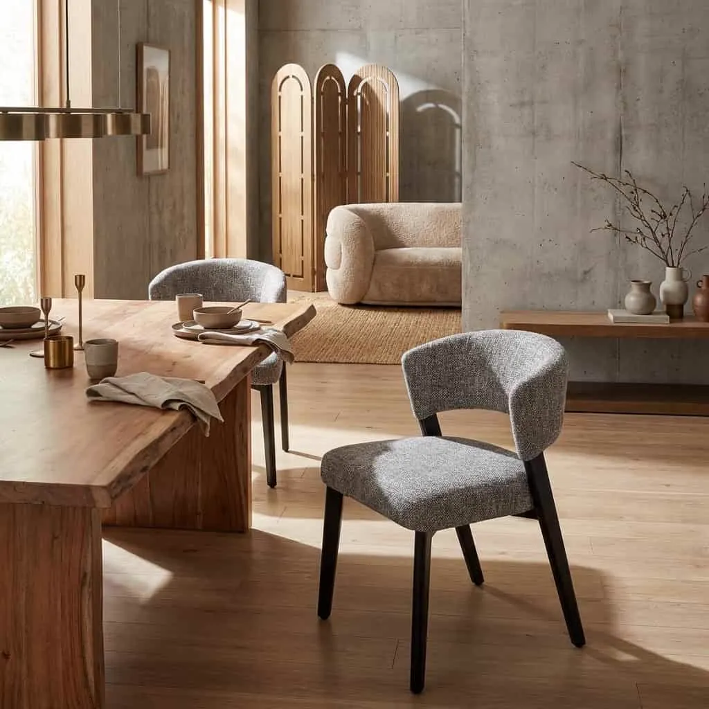 Zeno earth tweed dining chair (Fabric, Brown) - Richmond Interiors