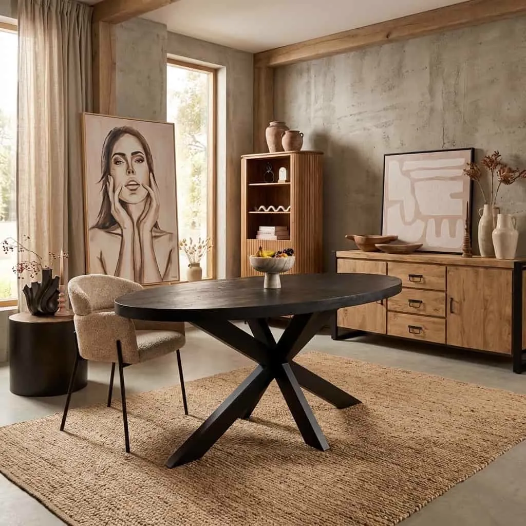 Eettafel Denver Black | 160 cm | Ovaal - Starfurn