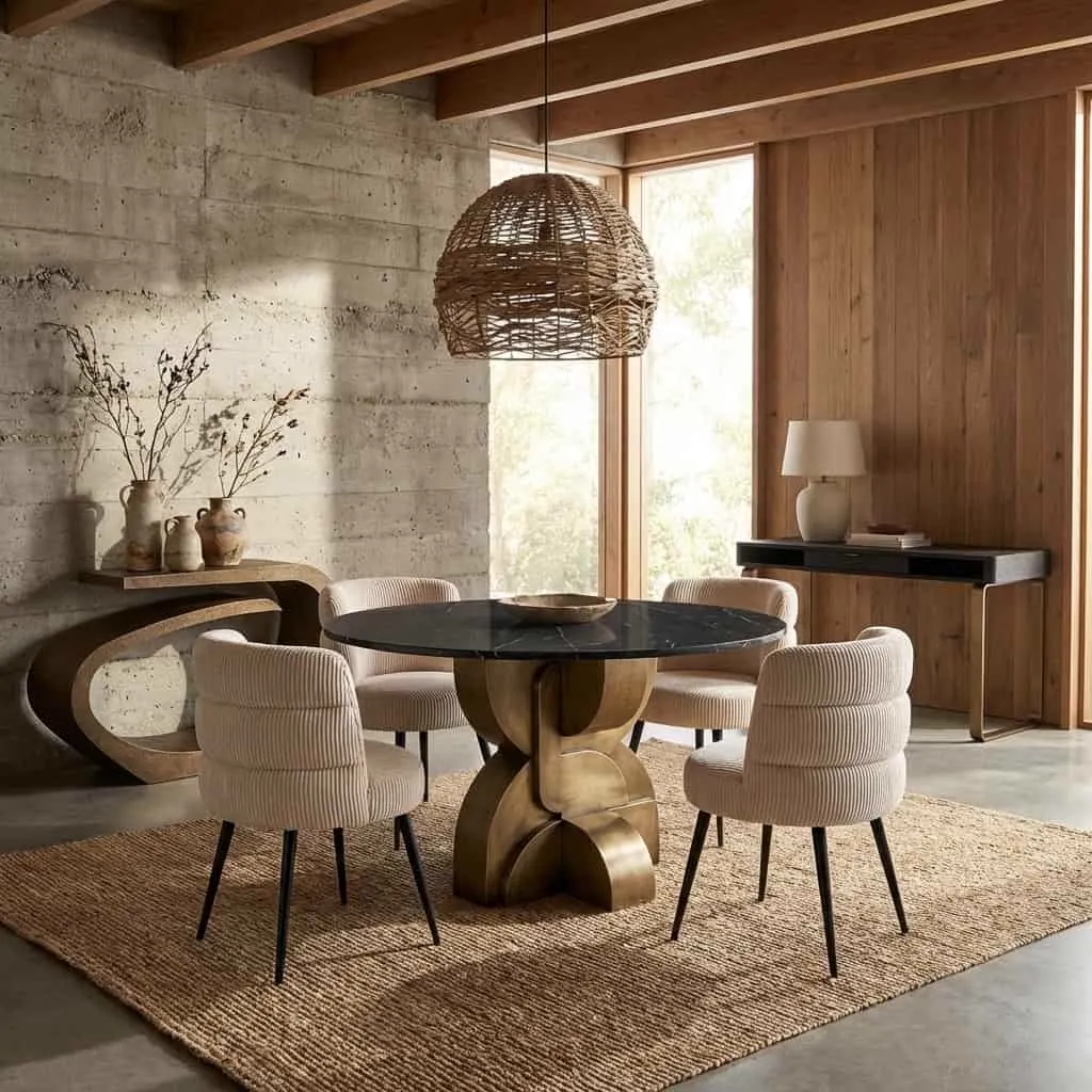 Eettafel Maddox black/gold 130Ø - Richmond Interiors