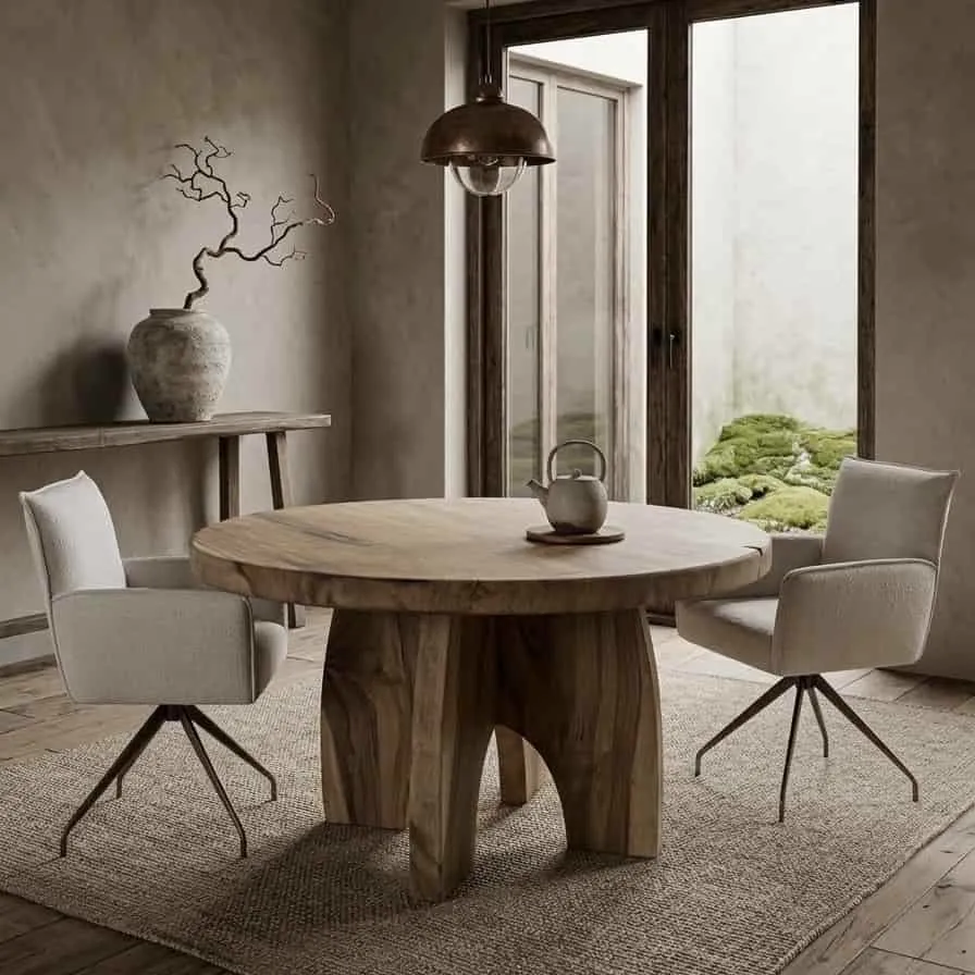 Round dining table suar wood | Spider base - World of Brosi