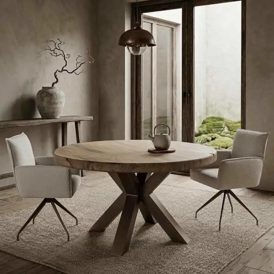 Ronde eettafel suarhout | Spinvoet
