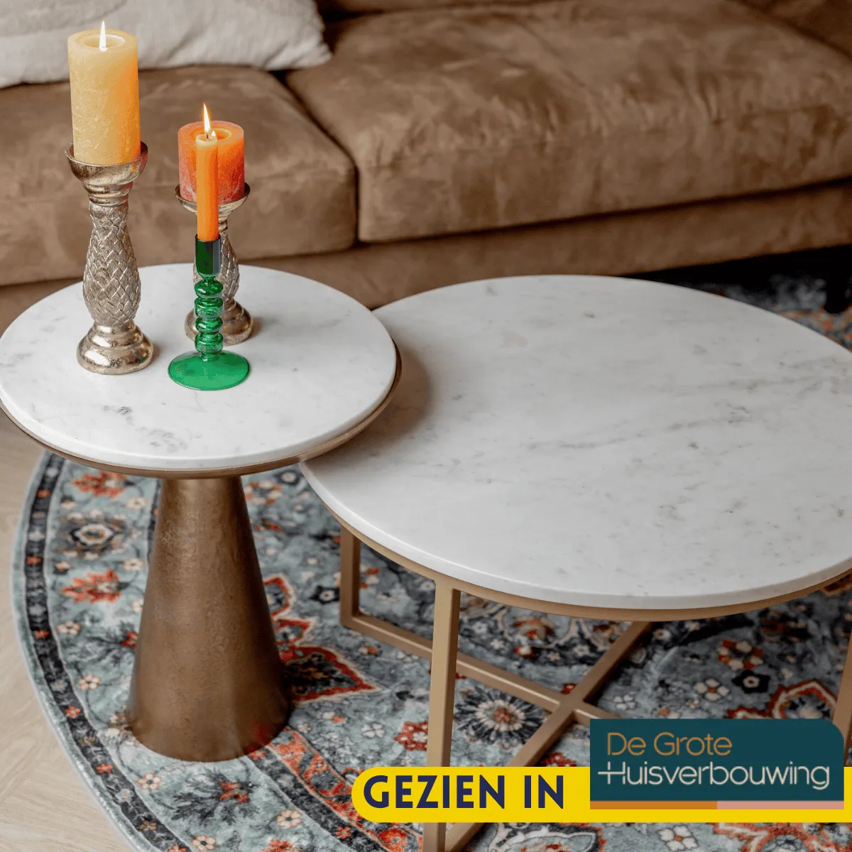 Side Table Essy White Marble/Metal 45 cm - Starfurn