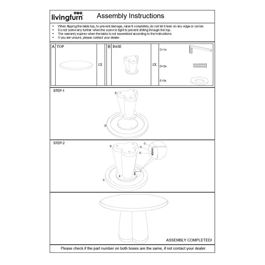 Dining table Clubs 130cm - Livingfurn