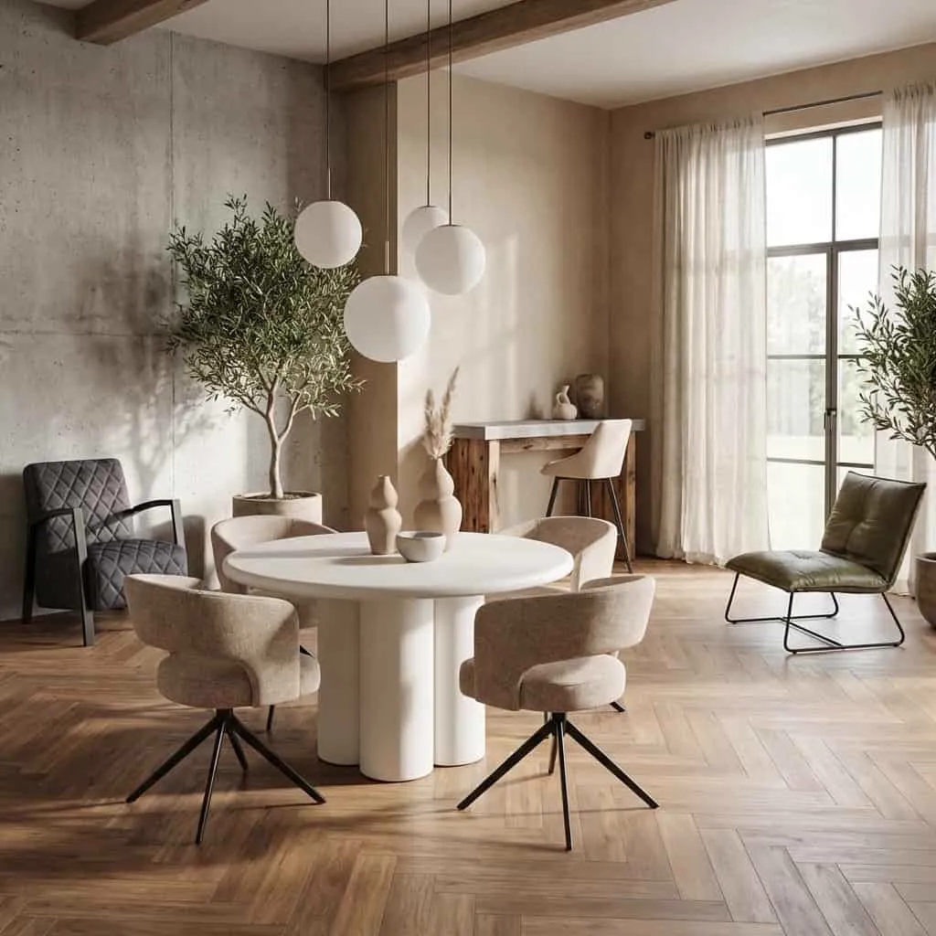 Melzo Round Dining Table White - Tower Living